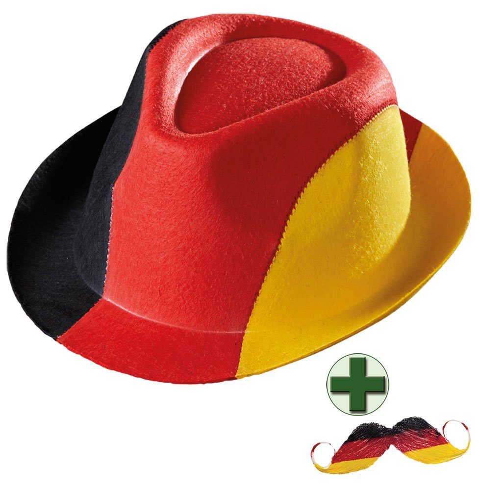Karneval-Klamotten Kostüm Party Hut Deutschland mit Schnurrbart,  Weltmeisterschaft WM EM Fan Artikel Fußball Party