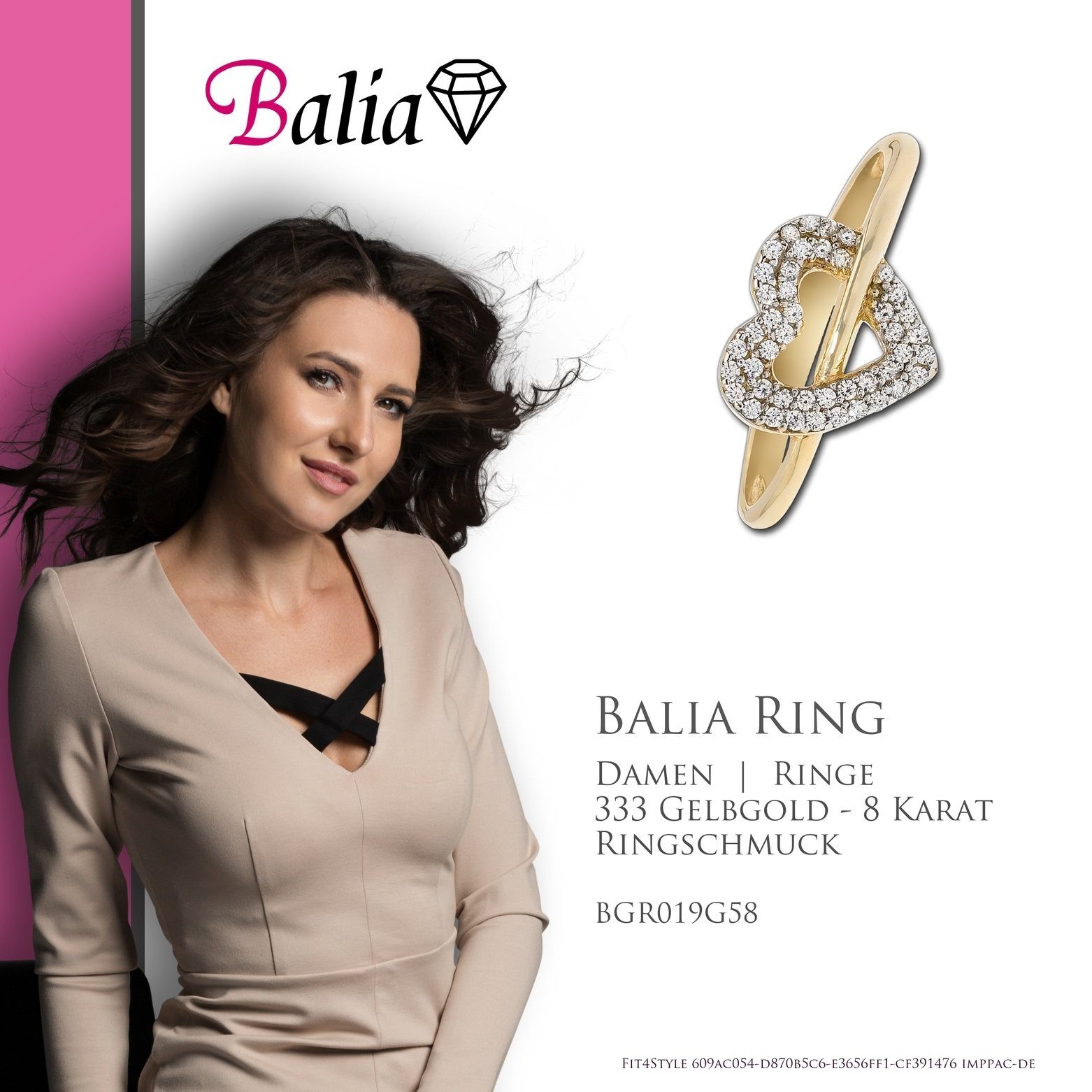 Balia Goldring Balia Ring für 8 Damen Gr.58 Gold Damen (Fingerring), Ringe, 333 Karat 8Kt Herz, - Gelbgold 58 (18,4)
