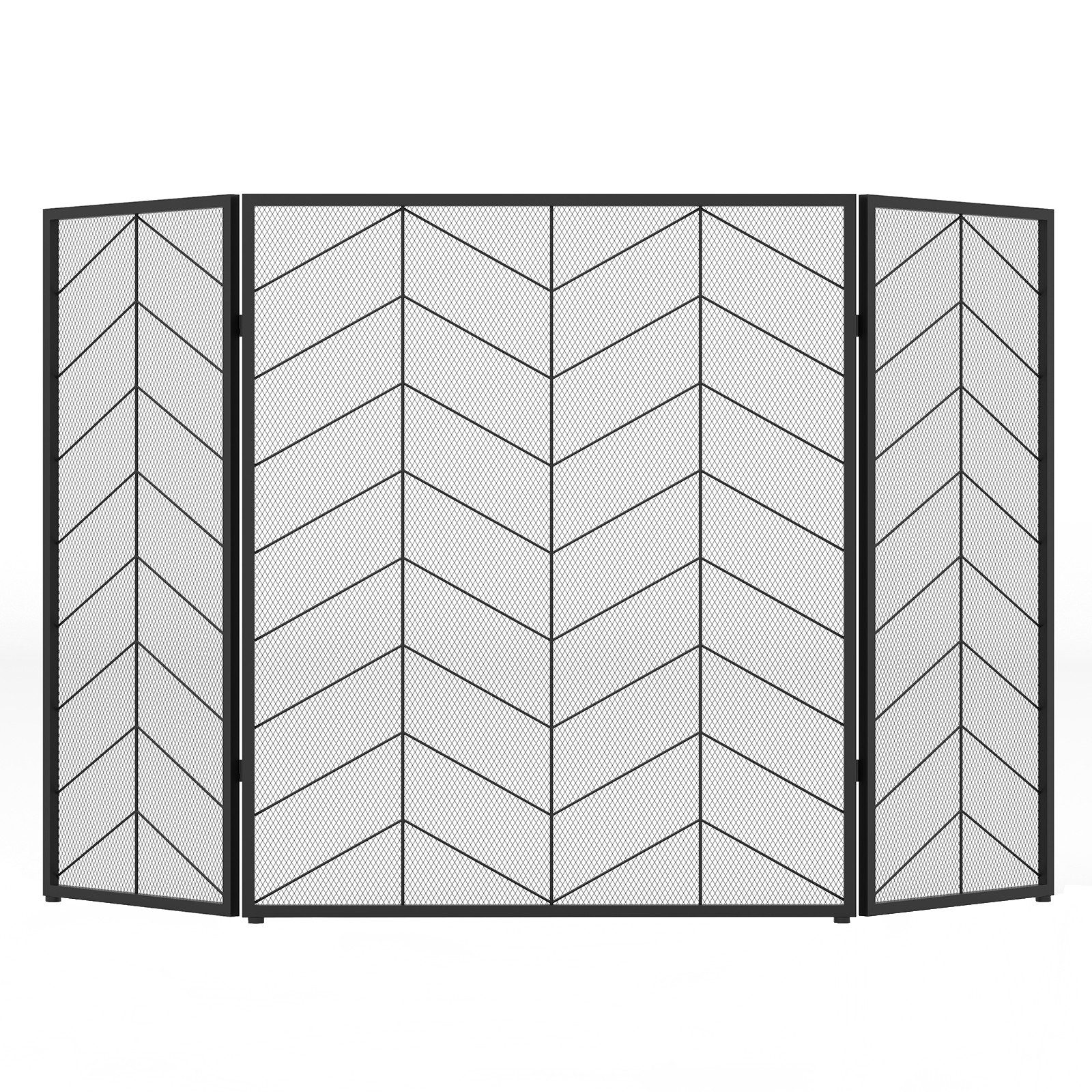 COSTWAY Kamingitter, Kaminschutzgitter, 3-teilig, faltbar, Metall, 132x79cm