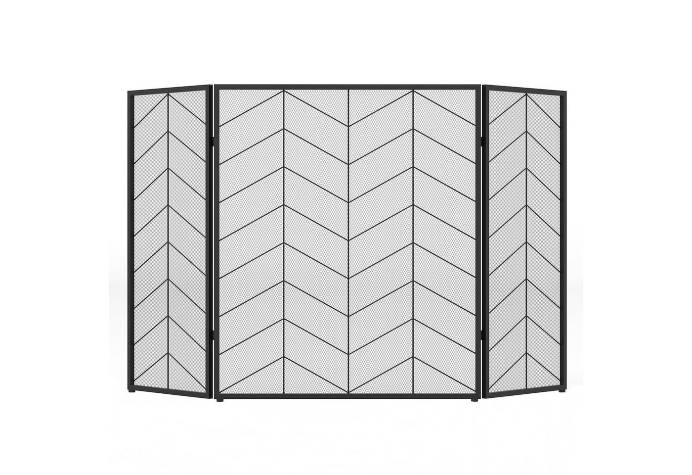 COSTWAY Kamingitter, Kaminschutzgitter, 3-teilig, faltbar, Metall, 132x79cm