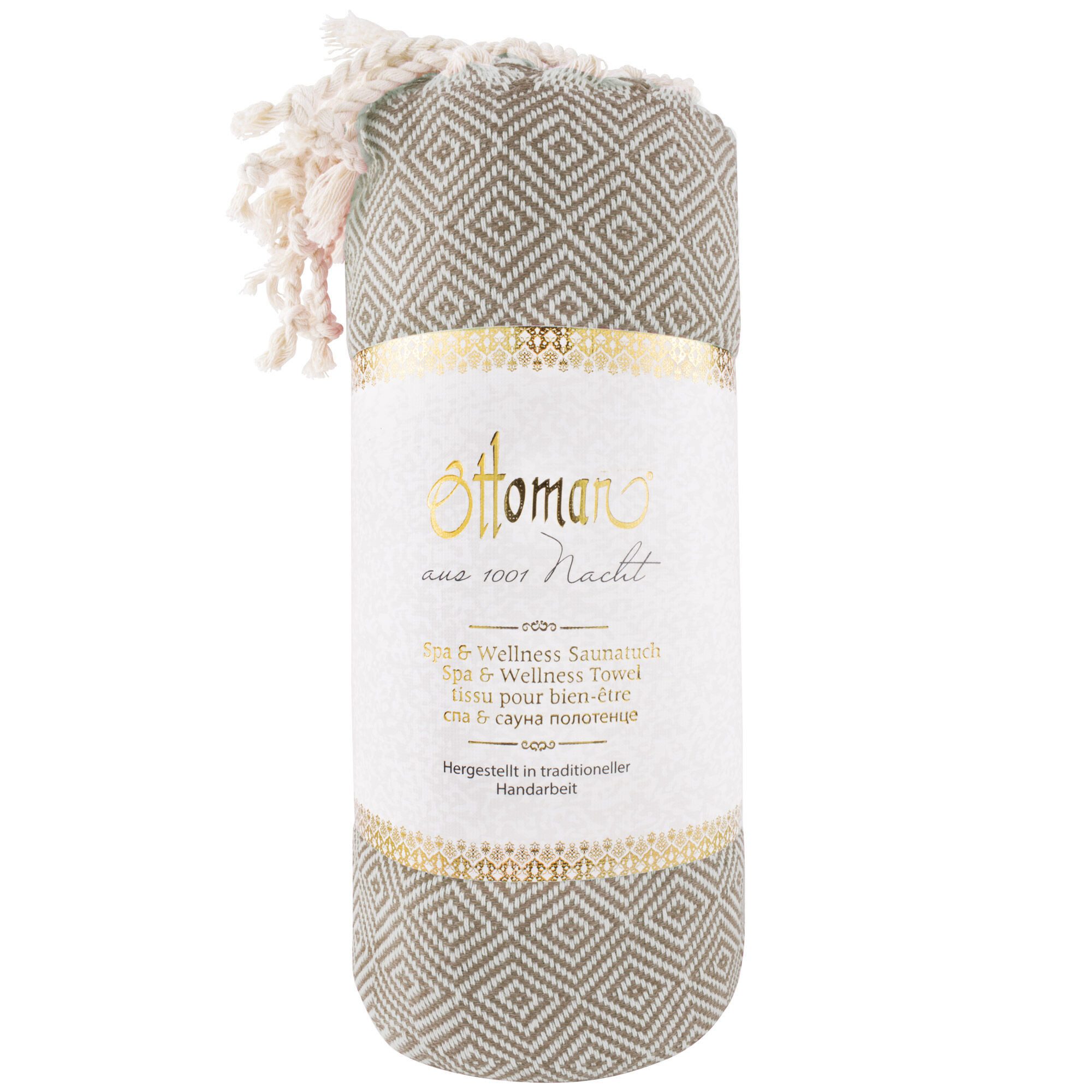 GREENDOOR Hamamtuch Hamam Tuch Rautenmuster cappuccino