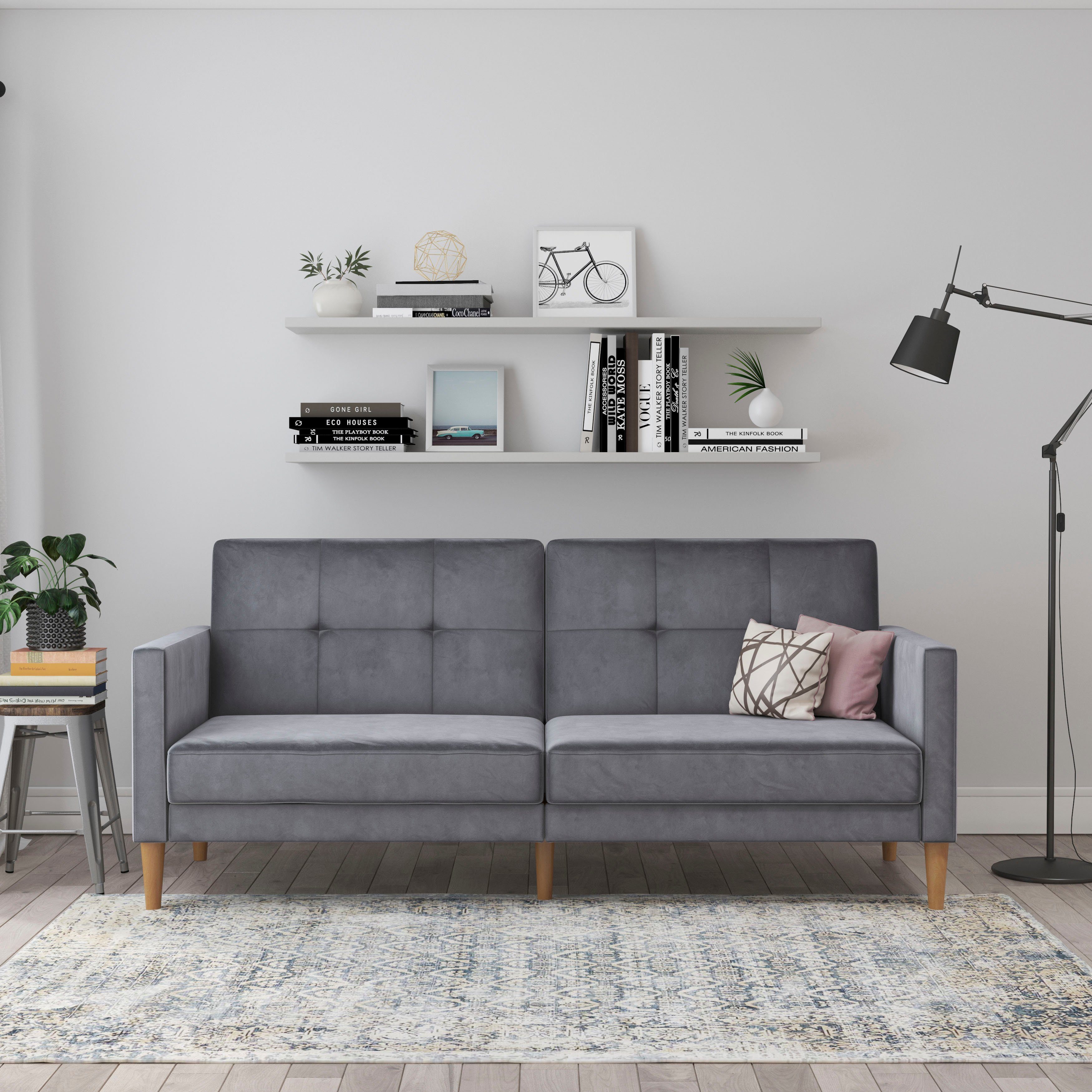 Dorel Home 3-Sitzer Lilly, Bett-Funktion, Rückenlehne 3-fach verstellbar, Sitzhöhe 43 cm