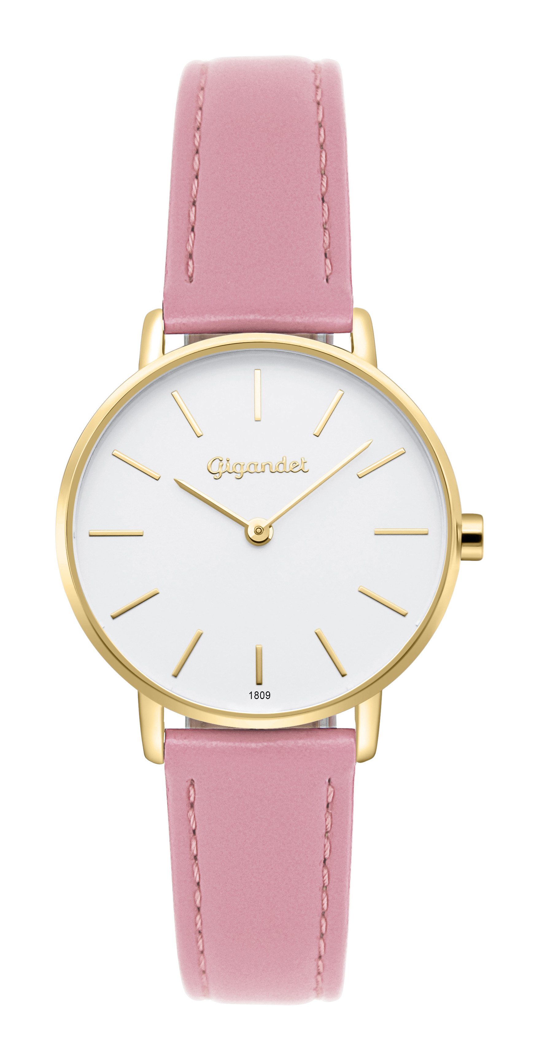 Gigandet Quarzuhr Armbanduhr, Damenuhr, Flach, Schlicht, 30mm, MINIMALISM G36-027 G36-027, Mineralglas, Minimalistisch, Lederband, 3bar/30m wasserdicht
