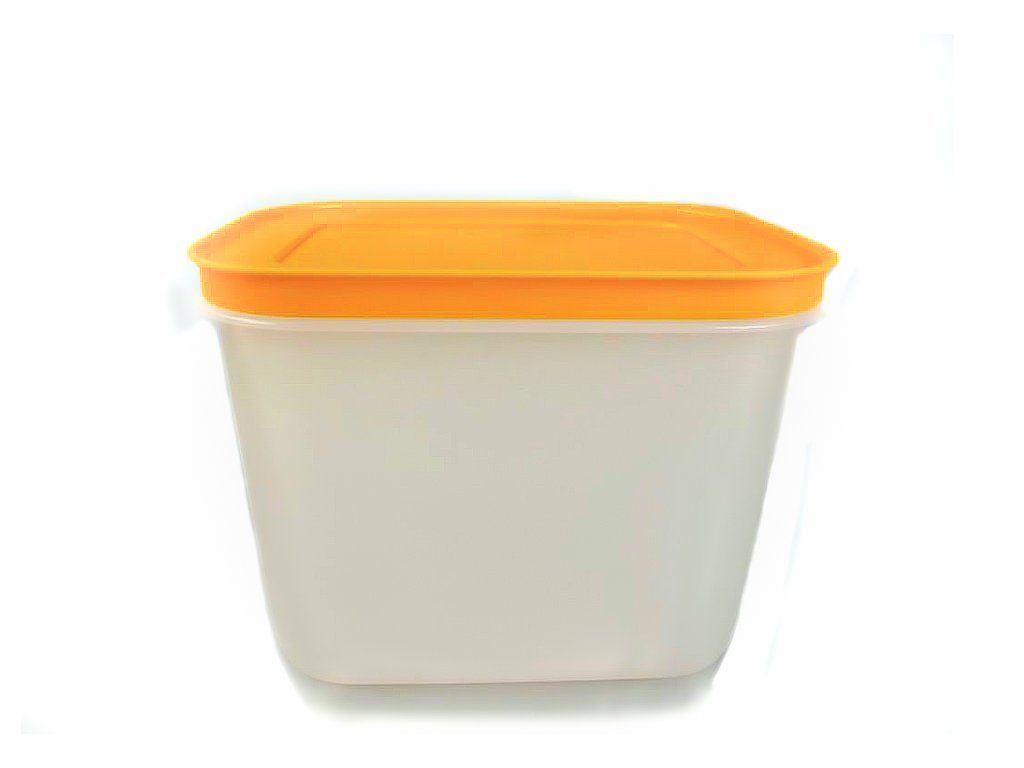 TUPPERWARE Frischhaltedose Eis-Kristall 1,1 L hoch weiß/orange + SPÜLTUCH