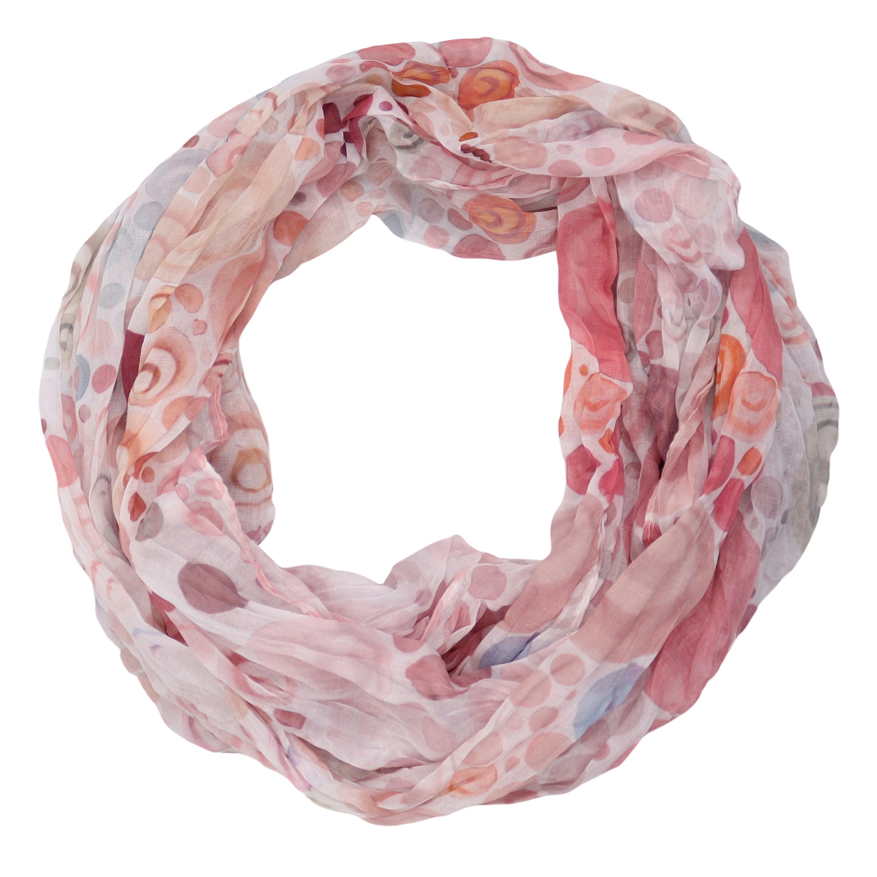 MIRROSI Loop Damen Schal mit Kreis-Muster Weich, (zweimal um den Hals wickelbar, ca.45x75cm), Damen Halstuch ideal für Frühling, Sommer oder Herbst