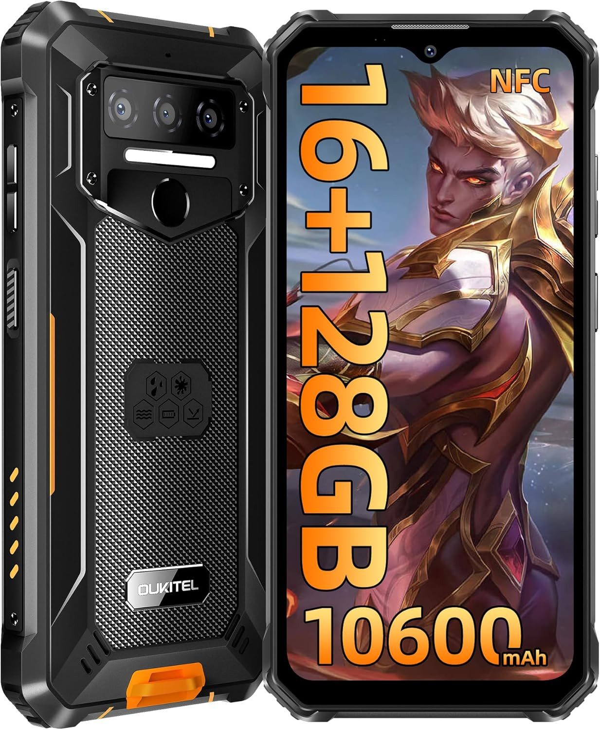 OUKITEL WP23 Plus 16GB RAM+128GB ROM oder 256GB ROM/TF 1TB, 4G Outdoor Smartphone (16,56 cm/6.52 Zoll, 128 GB Speicherplatz, 13 MP Kamera, 16+128GB, IP68/IP69K, 10600mAh, 4G Dual SIM, NFC, OTG, GPS)
