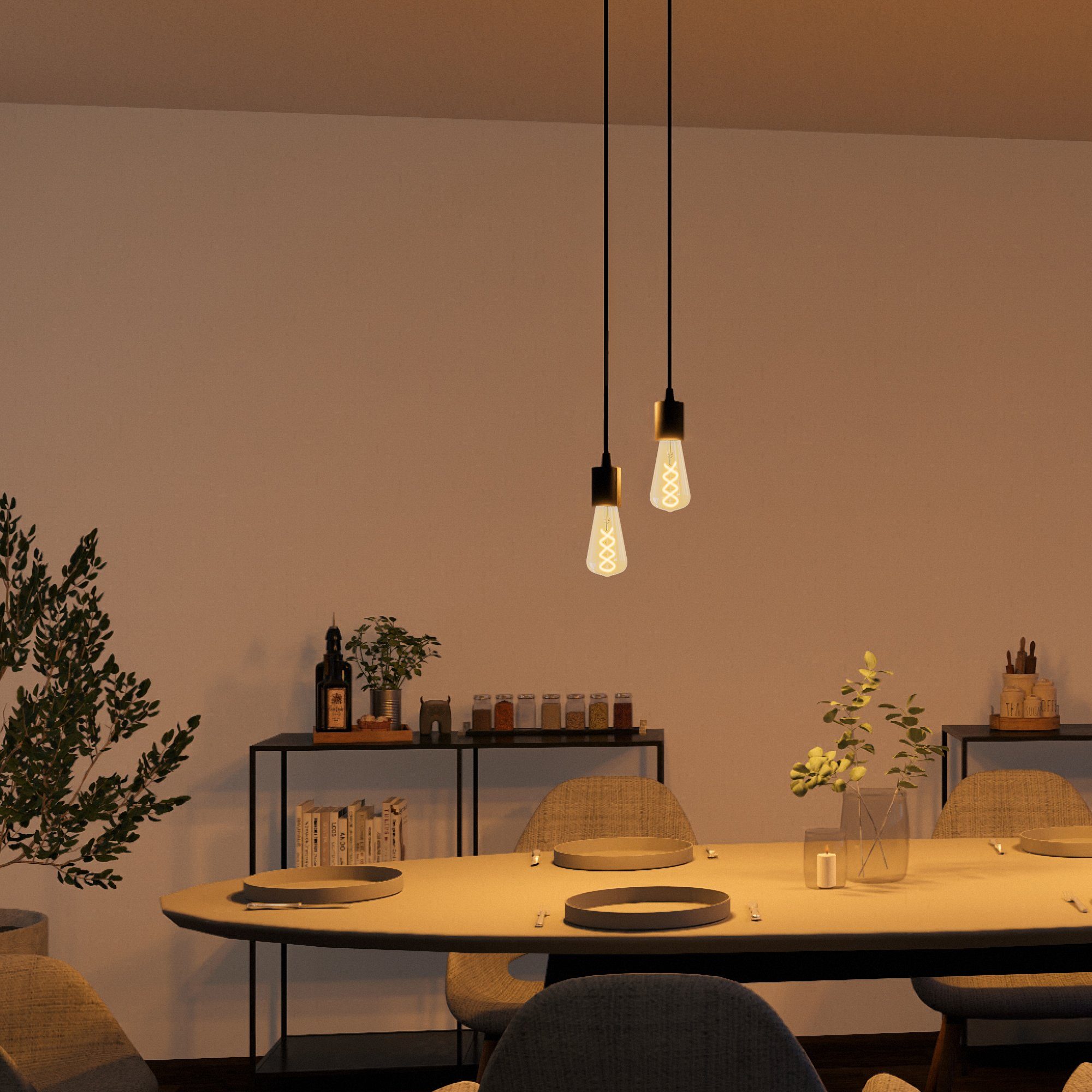 SSC-LUXon LED-Hängeleuchte PARU Pendelleuchte 2-flammig schwarz Textilkabel günstig online kaufen