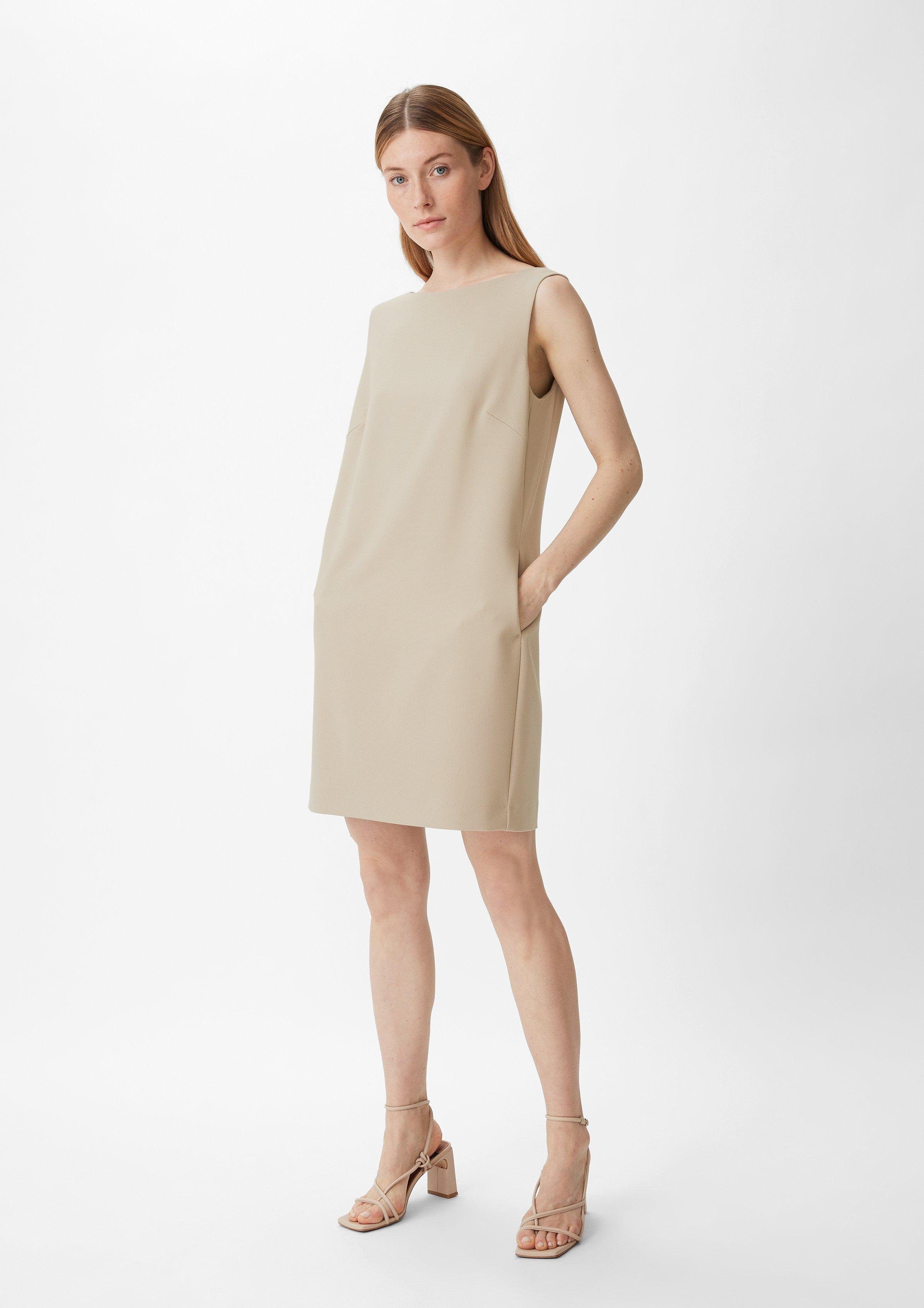 Comma helles Minikleid Piquéstruktur Kleid mit beige