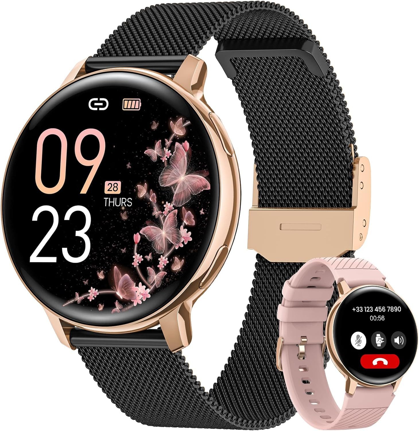 Damen's Telefonfunktion Fitness-Tracker IP68 wasserdicht Smartwatch