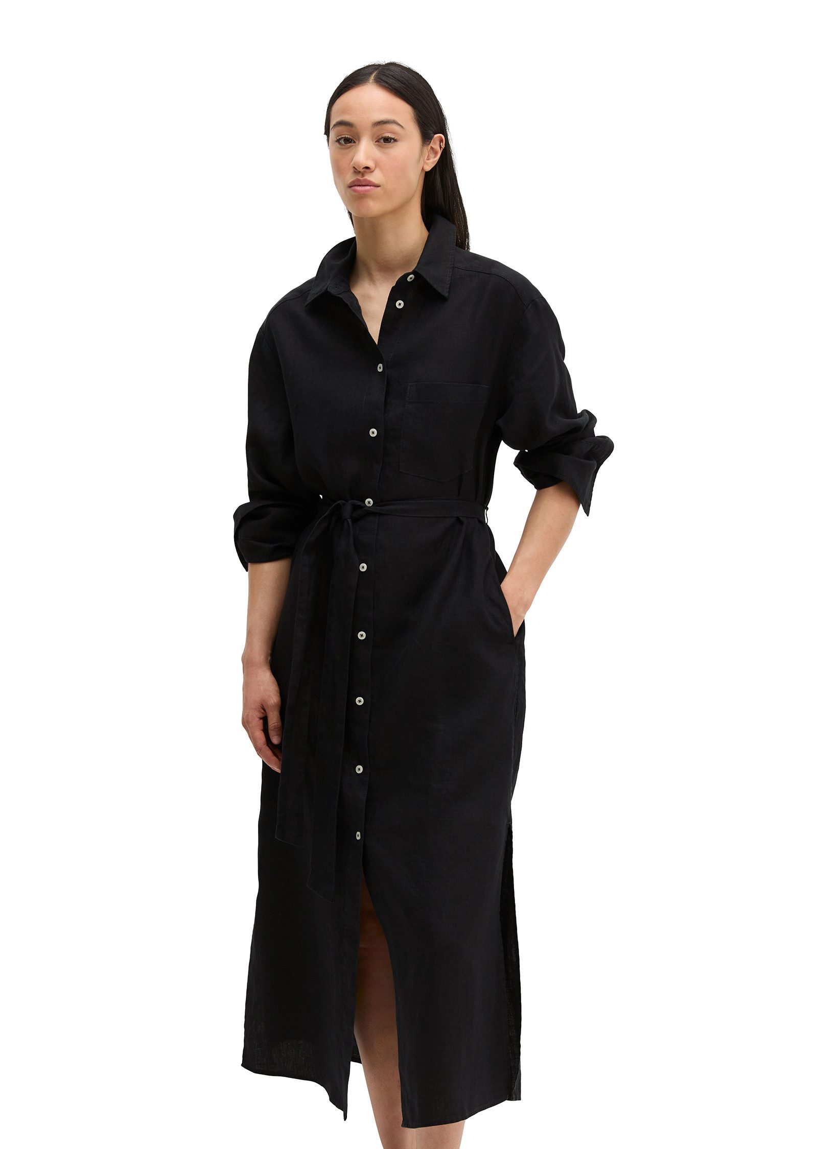 Hemdblusenkleid mit Taillenbindeband