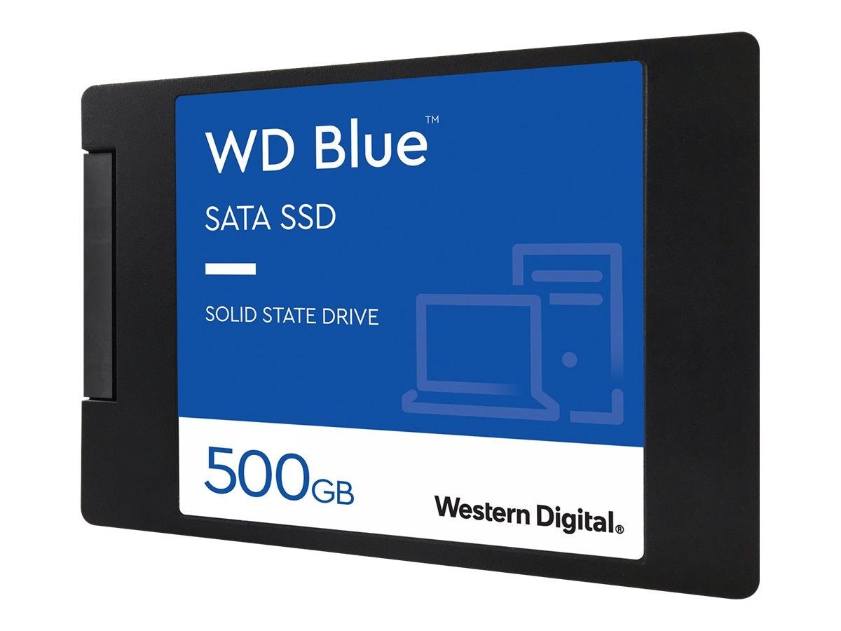 Western Digital WD Blue 500GB SATA SSD 2.5 Zoll interne SSD (500 GB) 2,5 Zoll" 3500 MB/S Lesegeschwindigkeit, 2300 MB/S Schreibgeschwindigkeit, PCIe Gen3 x4, NVMe, 3D NAND, M.2 2280