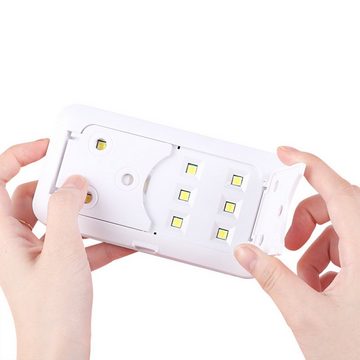 Scheiffy Nagellacktrockner Lampe für Nägel,Nagellampe,LED-Nagelkunst-Lichttherapiegerät, Zusammenklappbar,Muss aufgeladen werden