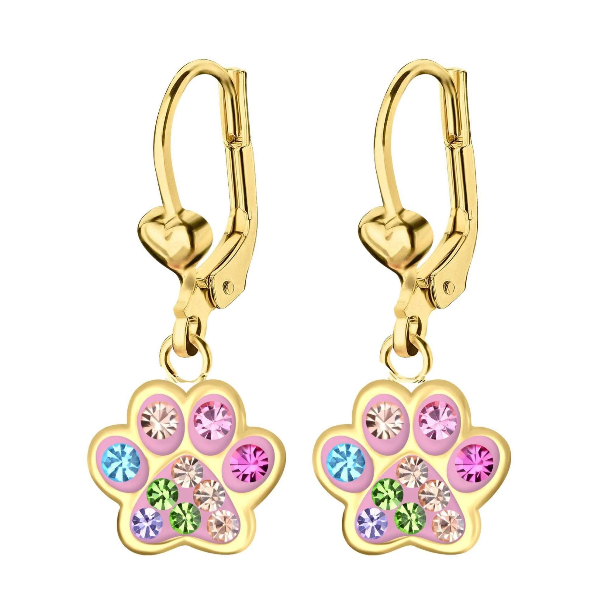 schmuck23 Paar Ohrstecker Ohrringe Pfote 925 Silber vergoldet Kinder Mädchen