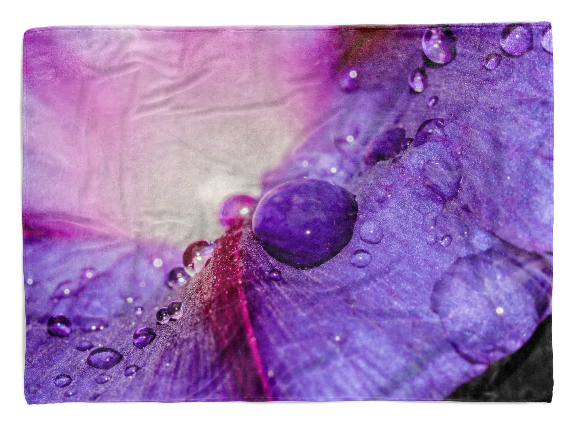 Strandhandtuch Violett Baumwolle-Polyester-Mix Sinus mit Kuscheldecke Fotomotiv Art Handtuch Handtuch (1-St), Saunatuch Wassertrop, Handtücher
