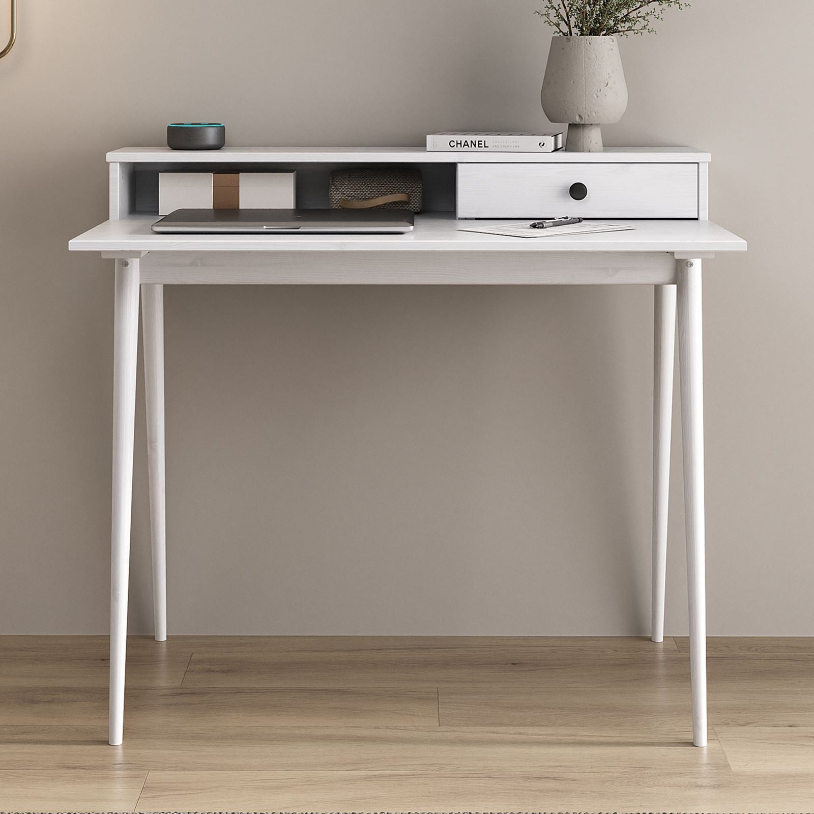 IDIMEX Schreibtisch MALINA, Massivholz Computertisch mit Aufsatz & Schublad günstig online kaufen