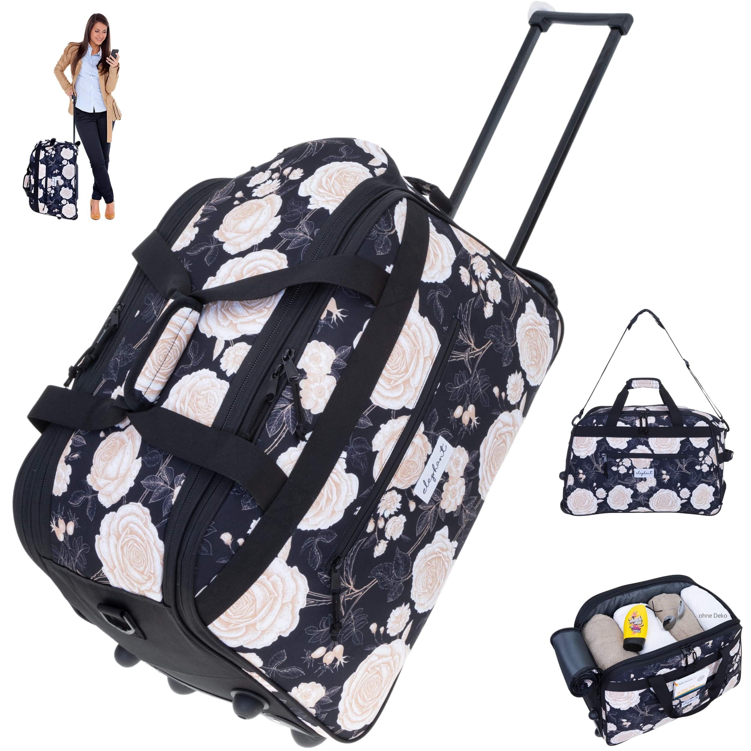 ELEPHANT Trolley Reisetasche Damen Duffle Bag Travel Reisetrolley 55 cm Flower, Weekender Sauna Reise Sport Trolly Tasche Rollen