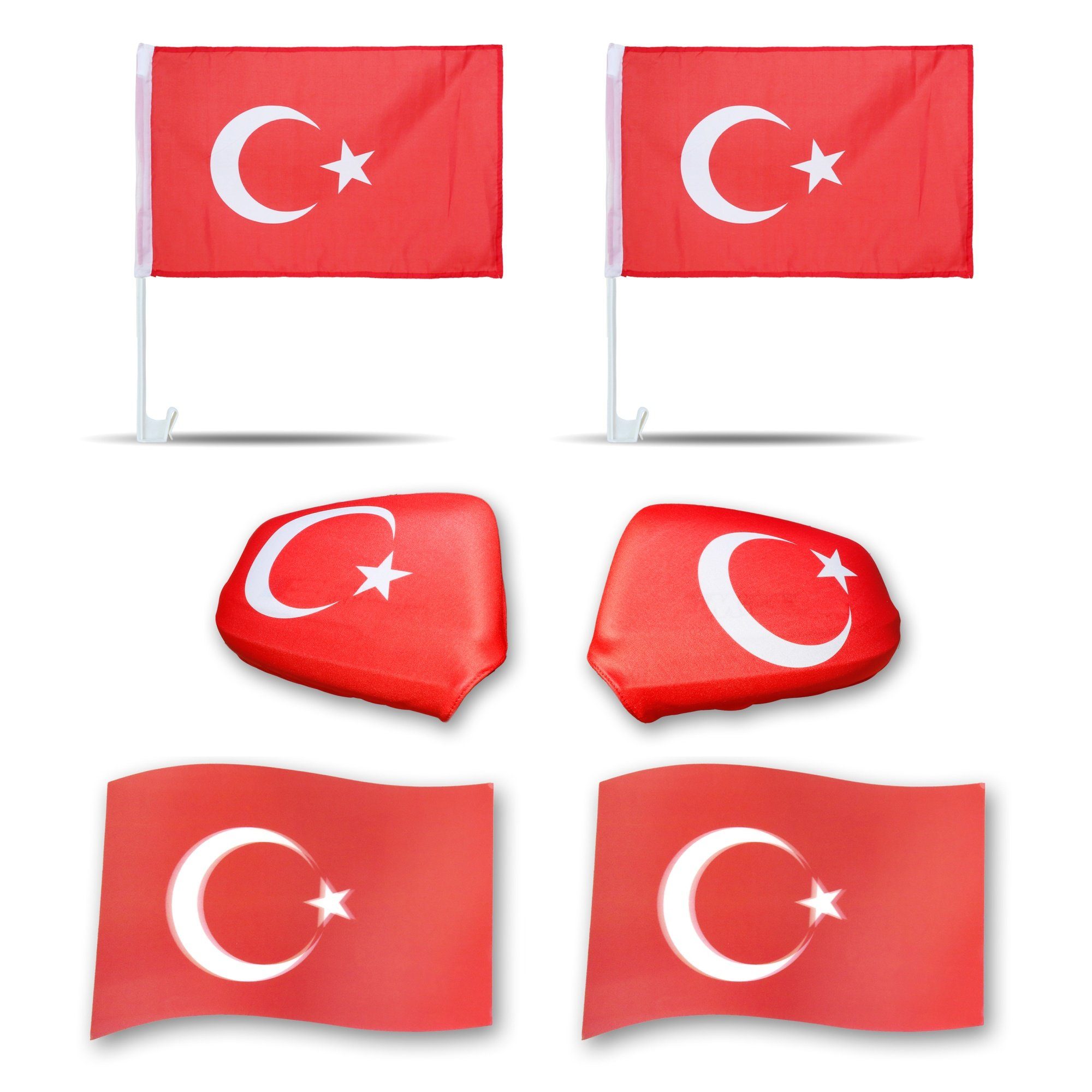 Sonia Originelli Fahne Fanpaket "Türkei" Turkey Fußball 3D Magnet Außenspiegel Flaggen, Magnete: 3D-Effekt