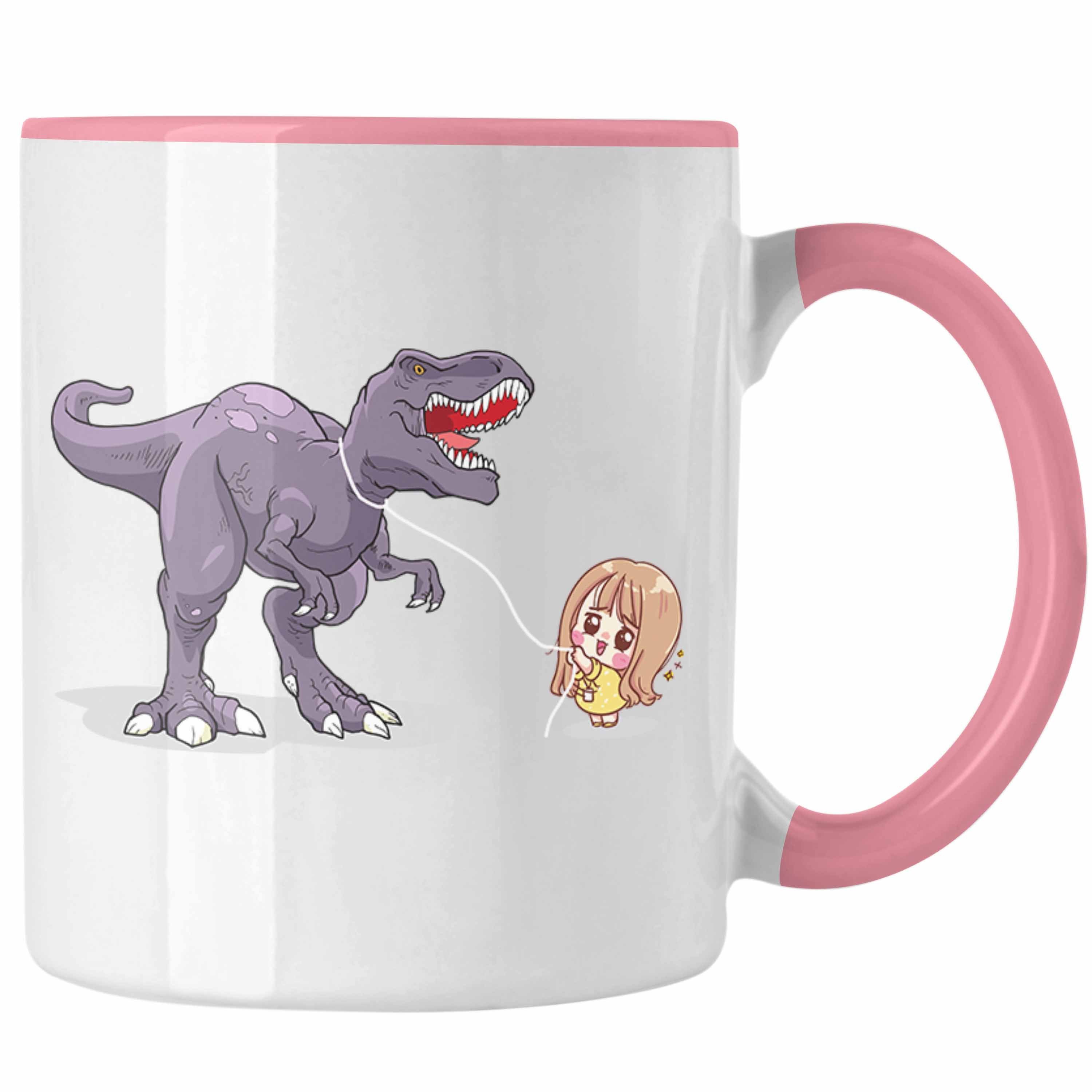 Trendation Tasse Trendation - Coole Tasse für Dinofans Dinosaurier Geschenkidee Mädchen Geschenke Lustig Rosa