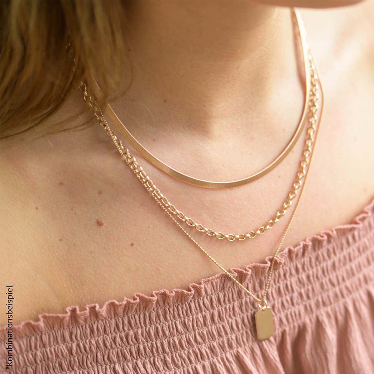 Materia Gliederkette Damen Erbskette Rosegold K60, Echtsilber 925, rosevergoldet – Bild 5 von 5