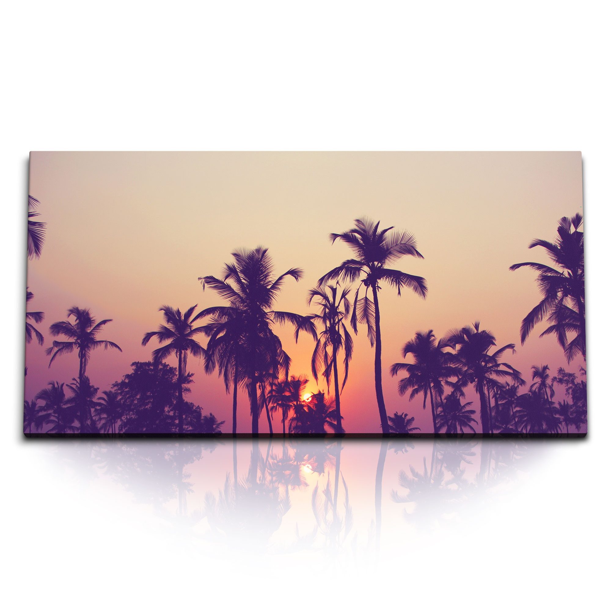Leinwandbild Kunstdruck Bilder 120x60cm Palmen Sommer Südsee Sonnenuntergang Abendr