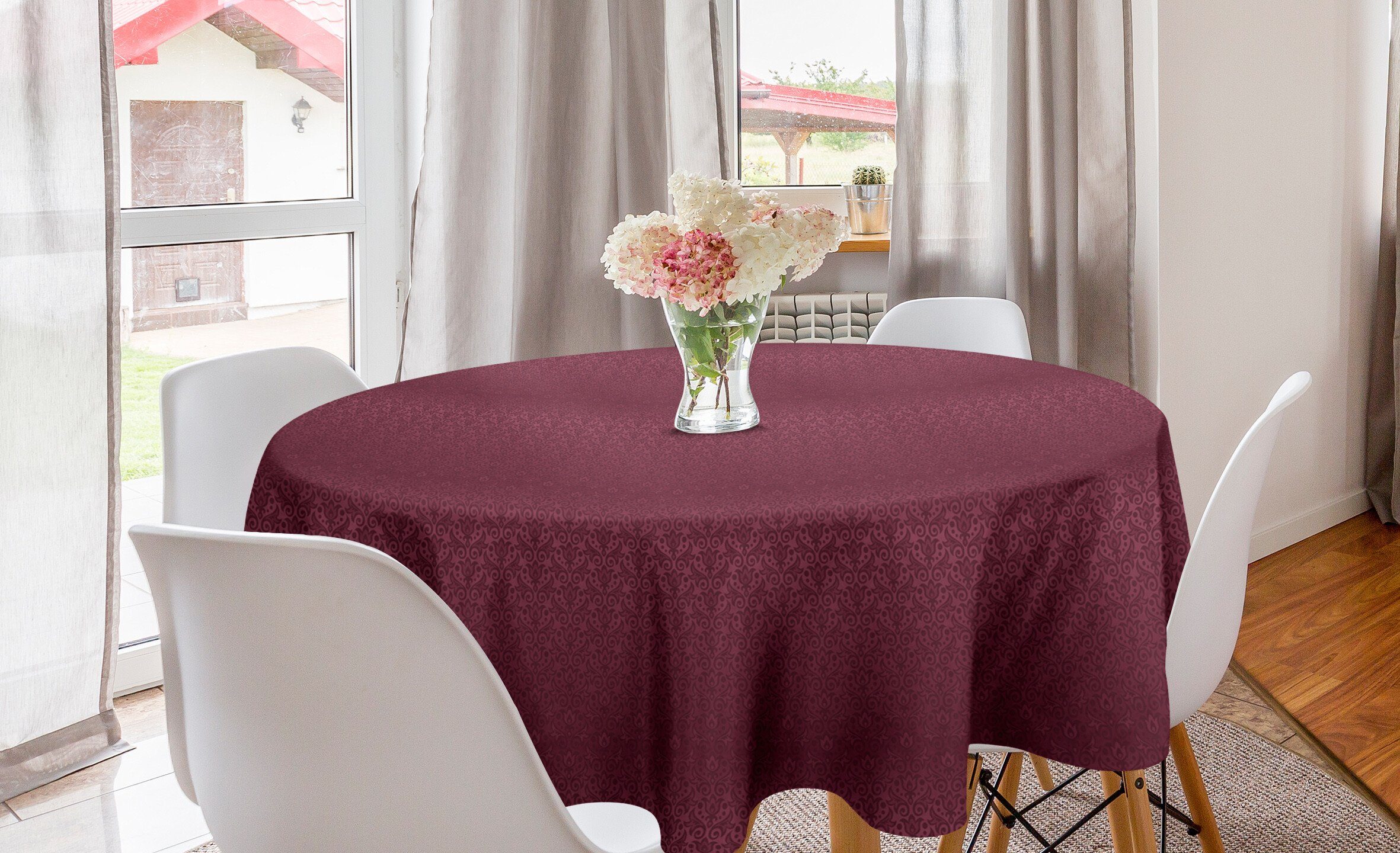 Küche für Esszimmer Kreis Curlicue Dekoration, Tischdecke Abakuhaus Tulpe-Blumen-Blatt Tischdecke orientalisch Abdeckung