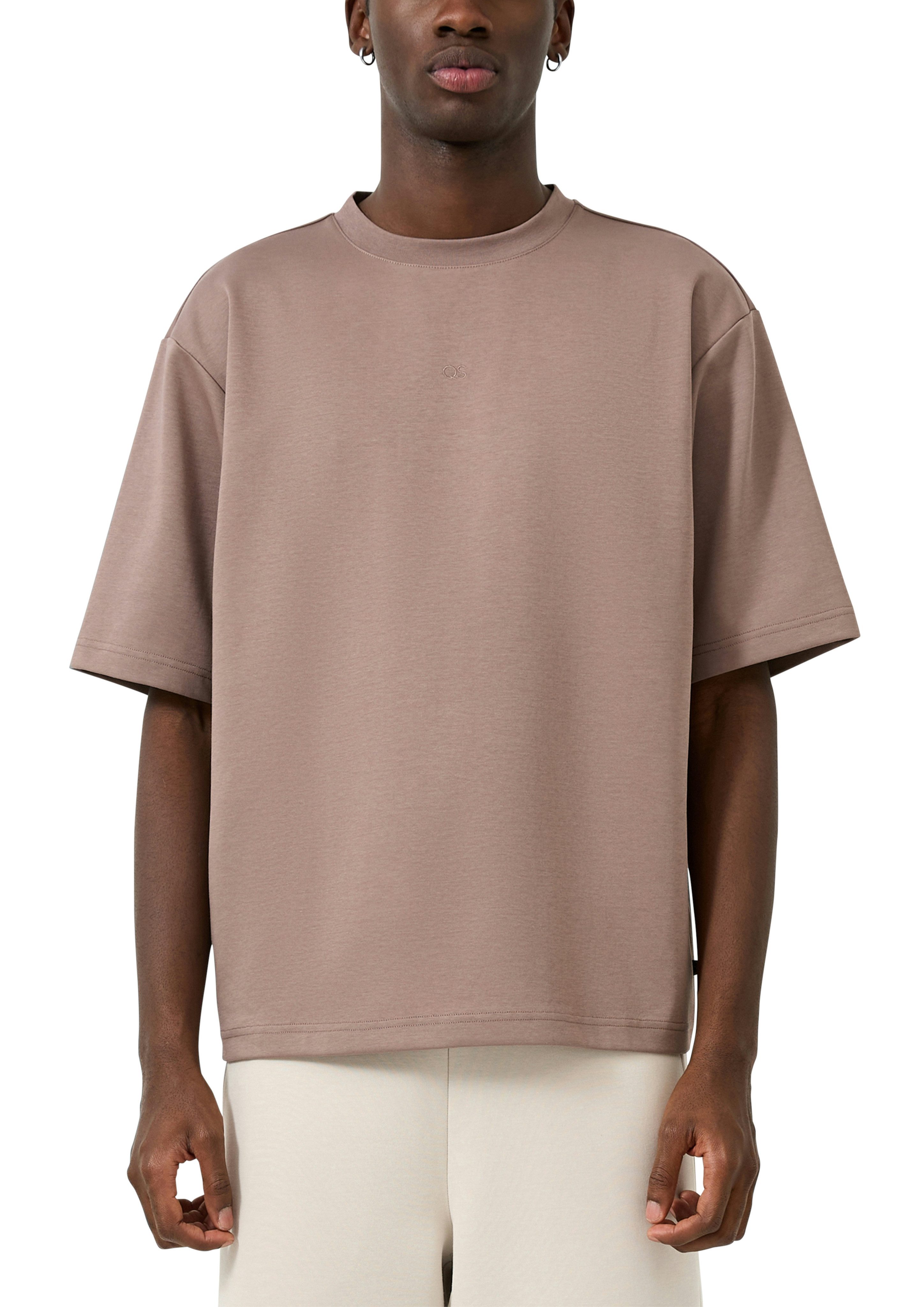 QS Kurzarmshirt mit kleiner Logo-Stickerei