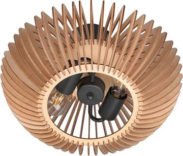 TRIO Leuchten Deckenleuchte Colino, ohne Leuchtmittel, warmweiß - kaltweiß, Schlafzimmer Deckenlampe mit Holzschirm Ø40cm exkl 2xE27 (max 40 Watt)