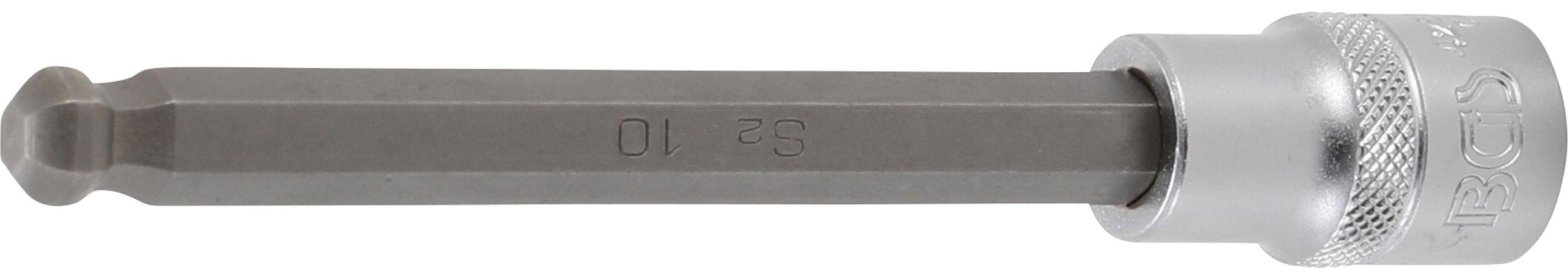 BGS technic Sechskant-Bit Bit-Einsatz, Länge 140 mm, Antrieb Innenvierkant 12,5 mm (1/2), Innensechskant mit Kugelkopf 10 mm