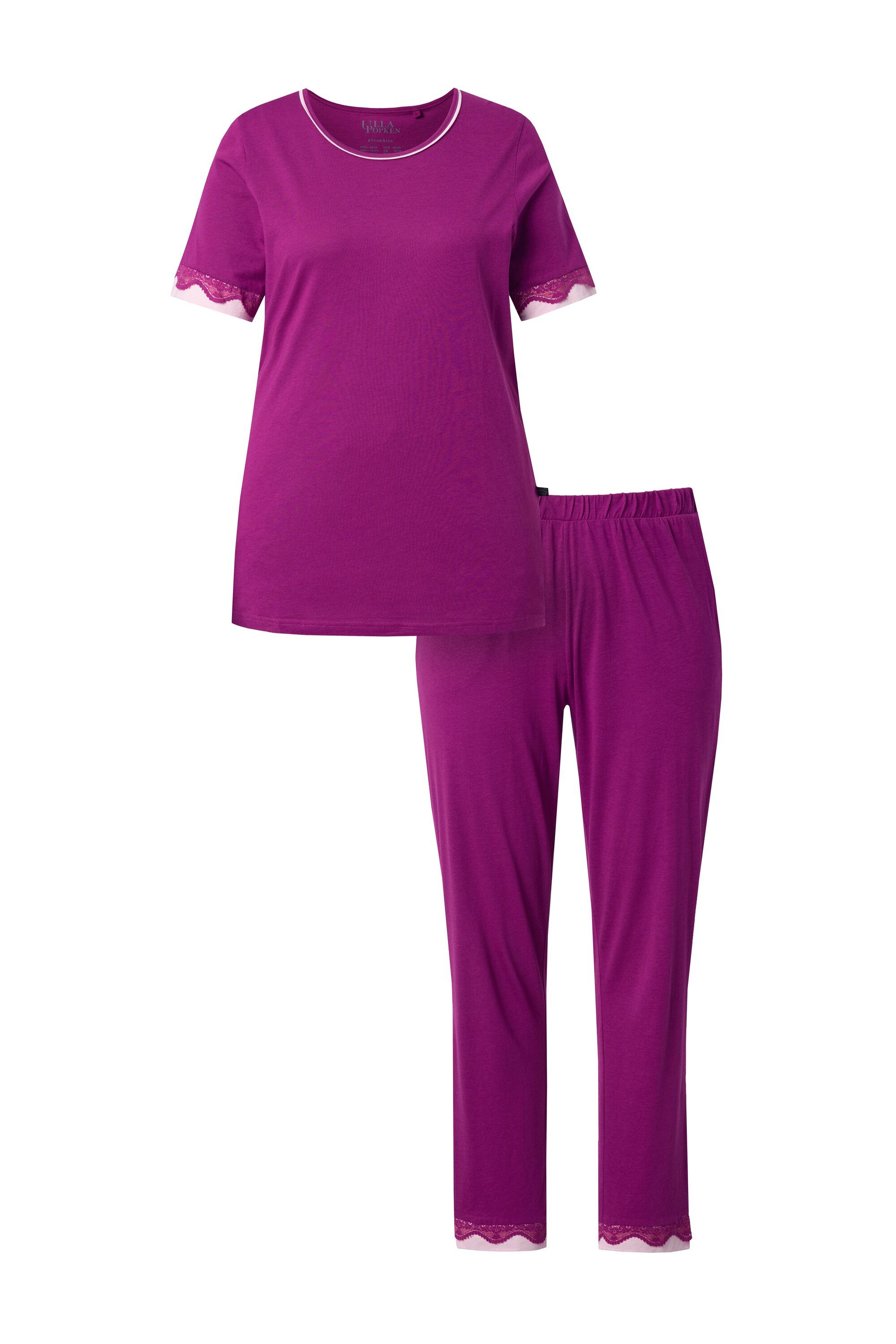 Ulla Popken Pyjama Pyjama Spitzenkanten Rundhals Halbarm – Bild 2 von 4