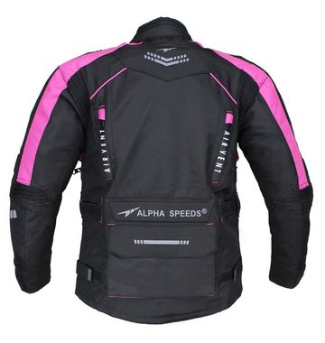 Alpha Speeds Motorradjacke Kinder Motorrad Textil Jacke Biker wasserdicht Jacke mit Protektoren Sport, Innenjacke ist trennbar: All Season, Pink