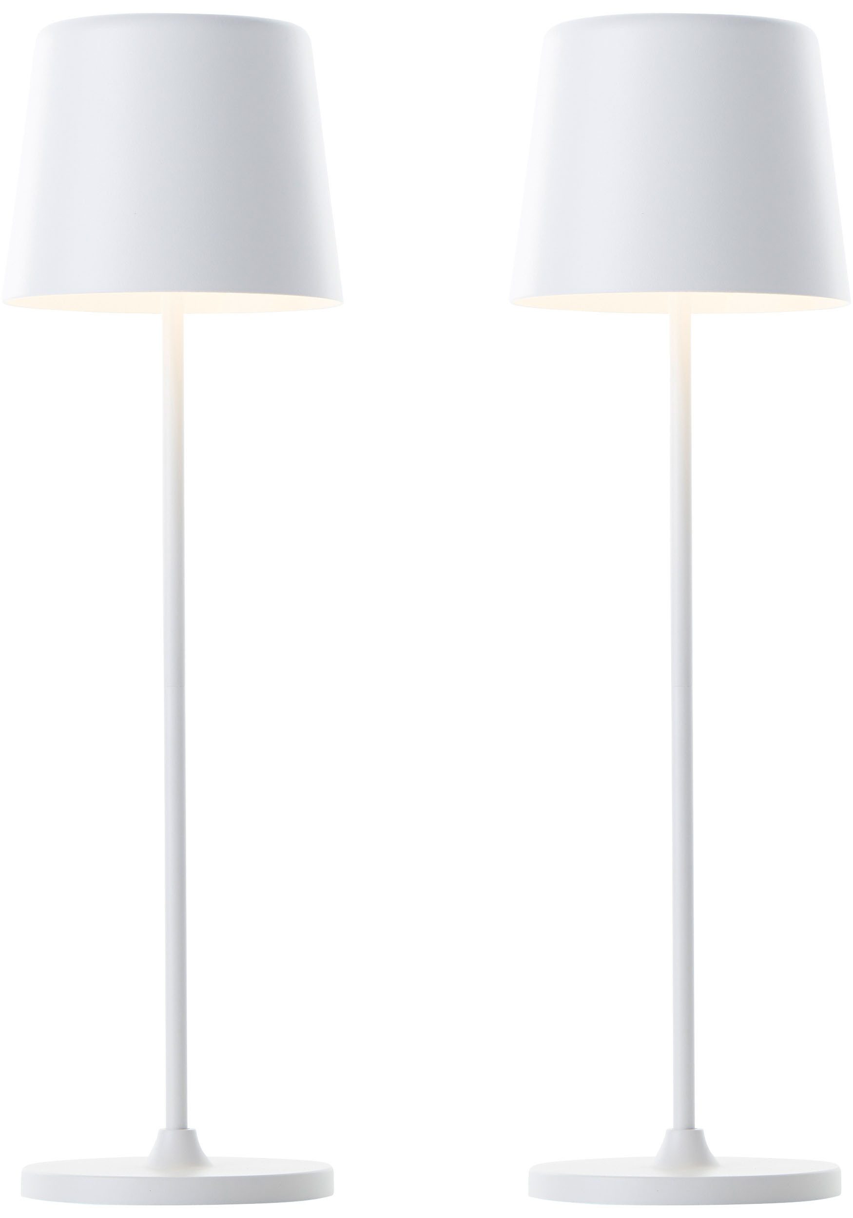 Brilliant LED Tischleuchte Kaami - mobile LED Außen Tischlampe 2er-Set, Dimmer, Dimmfunktion, mehrere Helligkeitsstufen, LED fest integriert, Warmweiß, 310 lm, Touchdimmer, USB, Akku, Outdoor, Indoor, Akkuleuchte 37cm hoch
