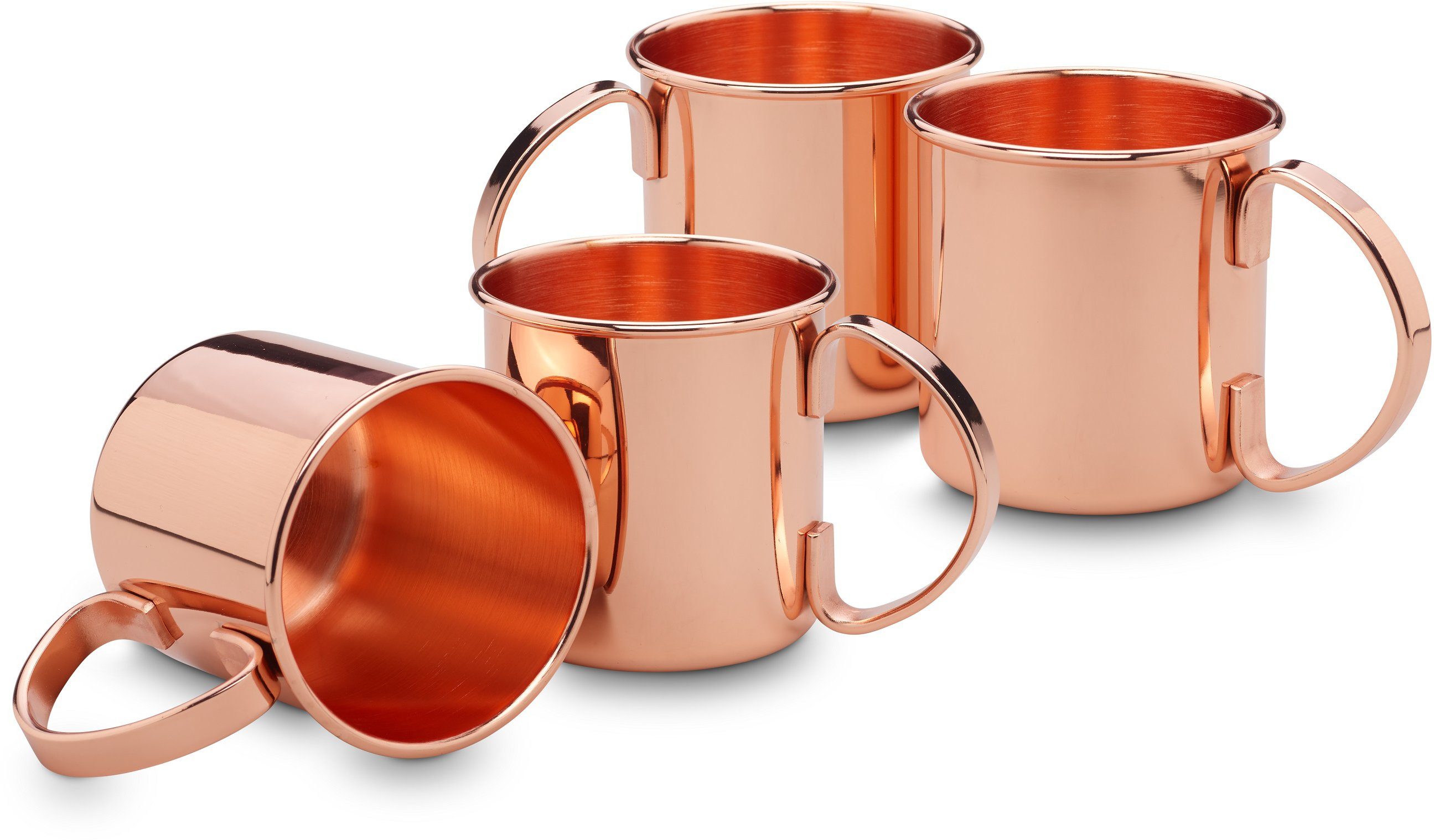 ECHTWERK Becher, 4-tlg., Edelstahl Rostfrei, Moscow Mule Kupferbecher, Cocktailgläser, bruchsicher, 450 ml, 4tlg