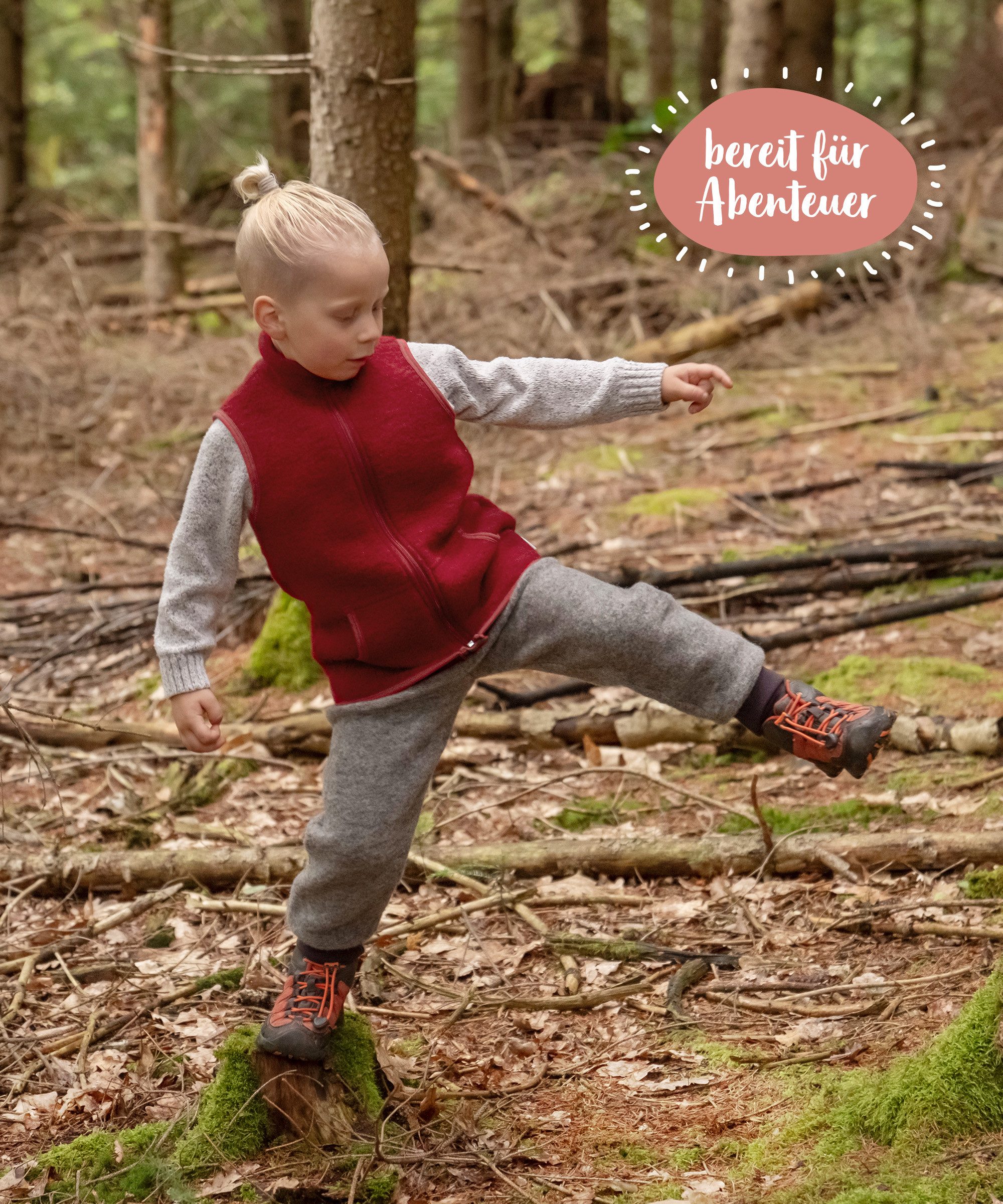 Ehrenkind Funktionsweste Walkweste für Kinder aus Bio-Schurwolle, Kinderweste (Weste für Jungen & Mädchen) Weste für Kinder aus 100% Schurwolle