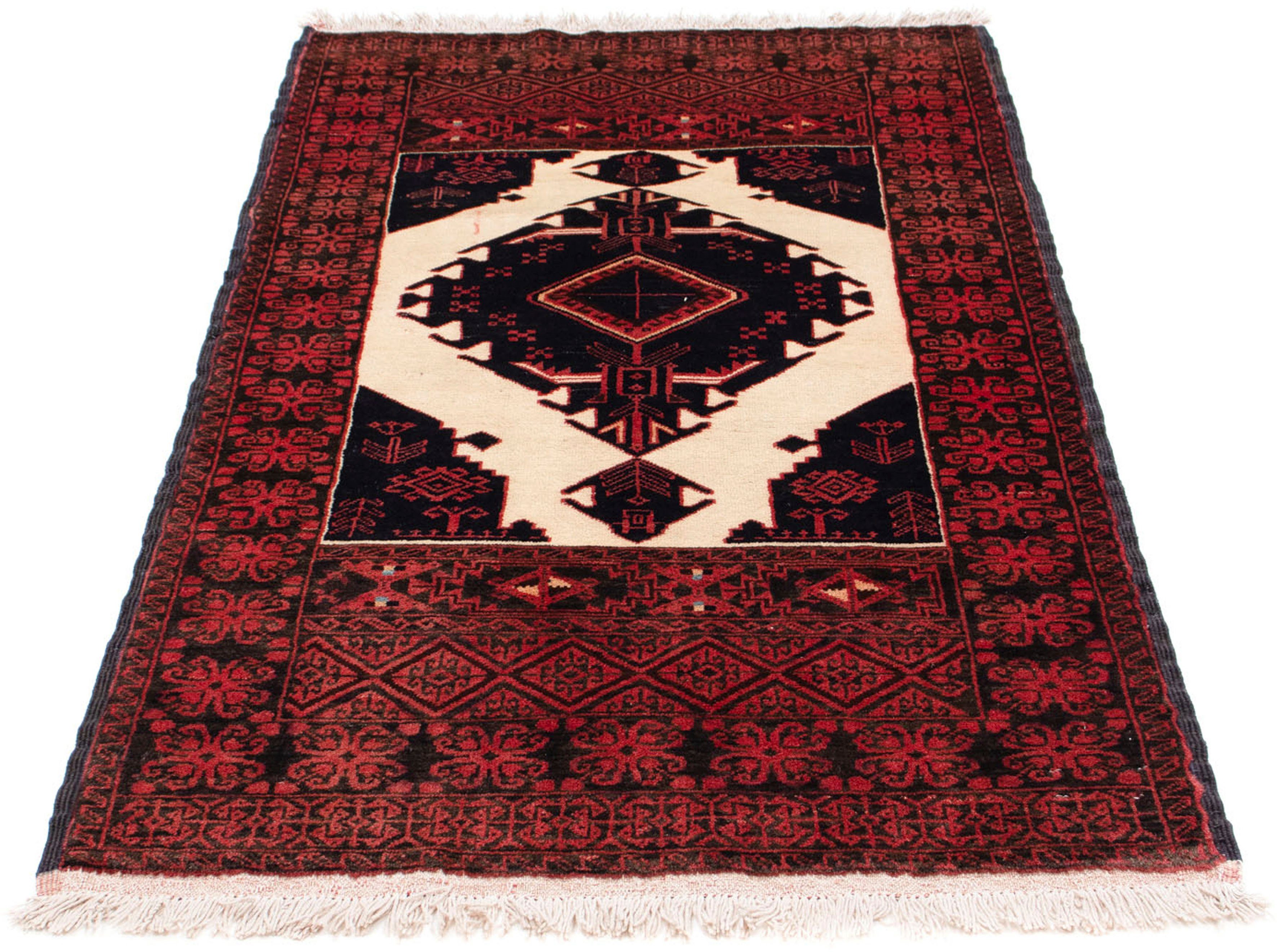 Orientteppich Belutsch - 157 x 87 cm - dunkelrot, morgenland, rechteckig, Höhe: 8 mm, Wohnzimmer, Handgeknüpft, Einzelstück mit Zertifikat