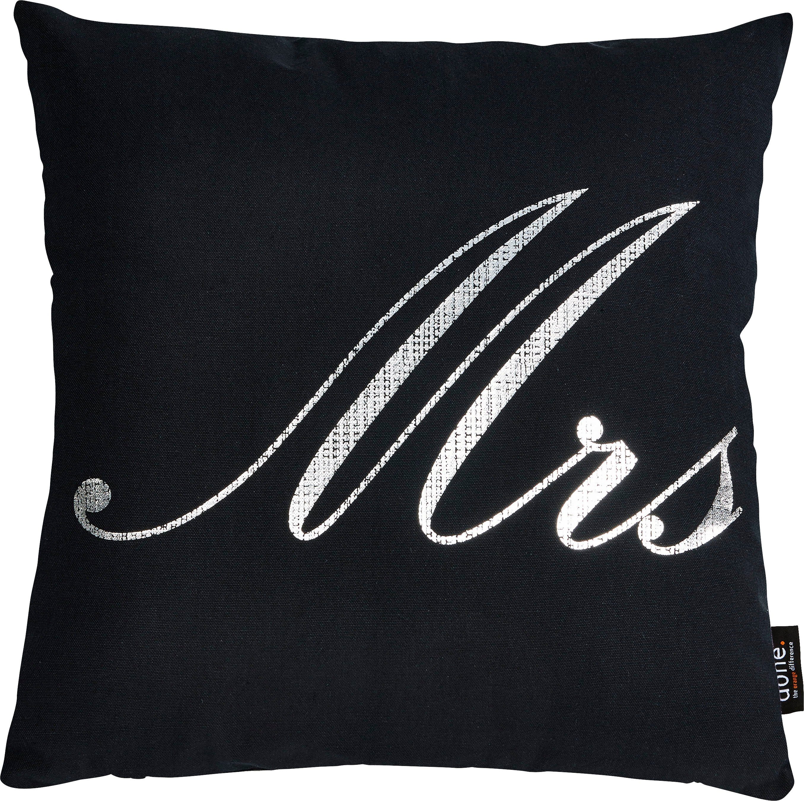 done.® Dekokissen Stone Mrs, mit Schriftzug Mrs, Kissenhüle mit Füllung, 1 Stück
