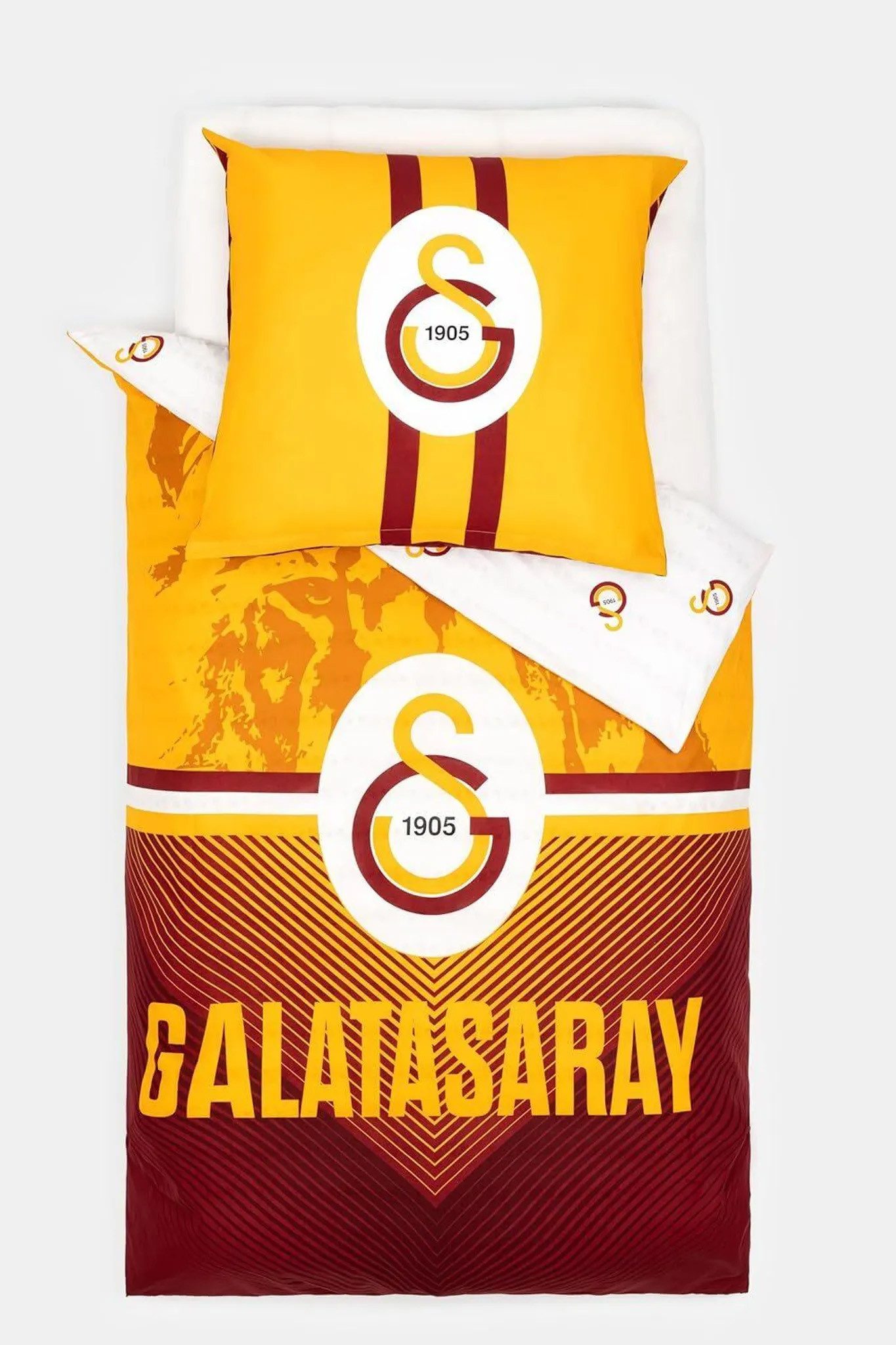 Tac Jugendbettwäsche GALATASARAY Bettwäsche-Set, Baumwolle, 2 teilig, Doppelseitig, superweich, verdeckter Reißverschluss
