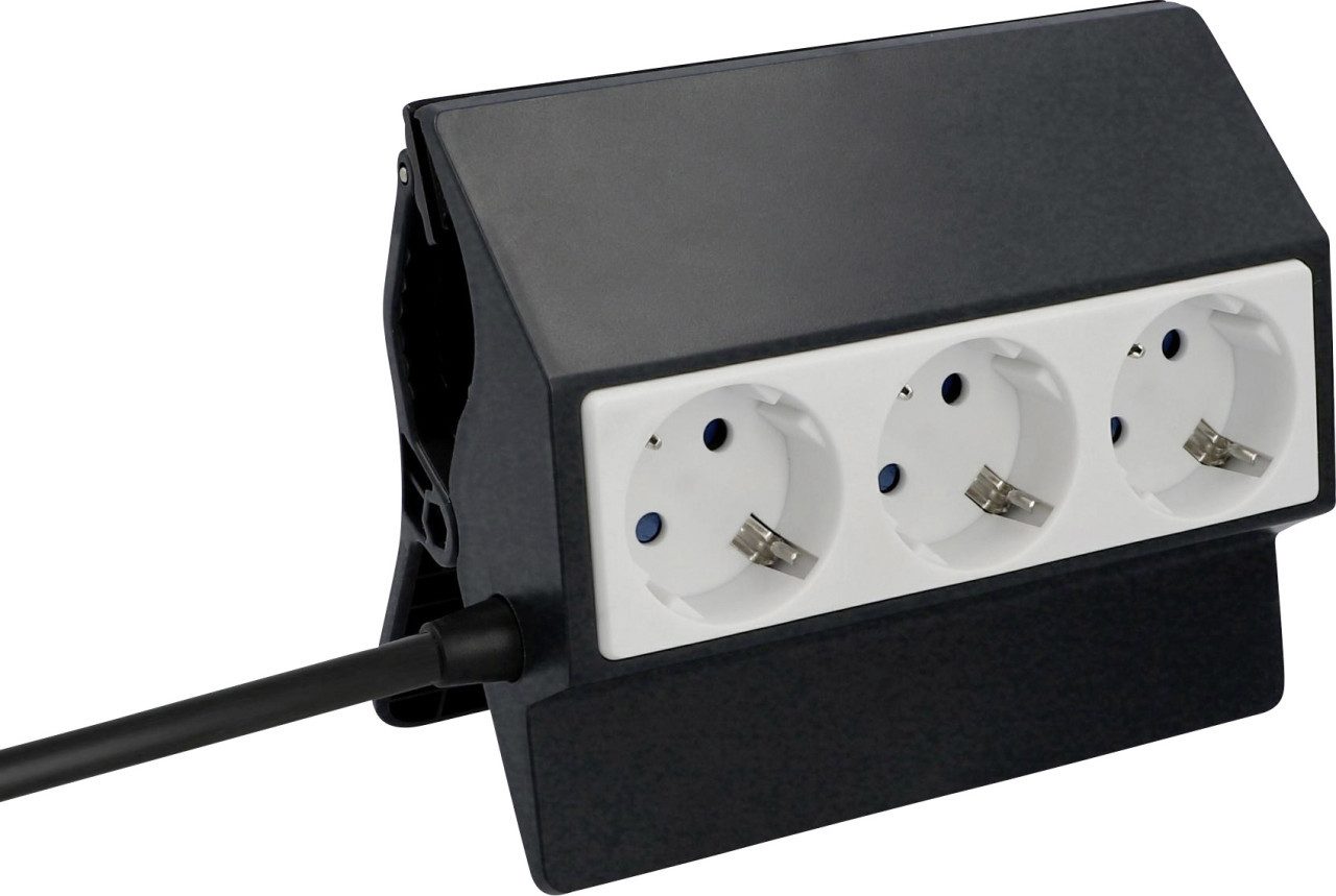 UNITEC Unitec Steckdosenleiste 3-fach 3m mit Clip Steckdosenleiste