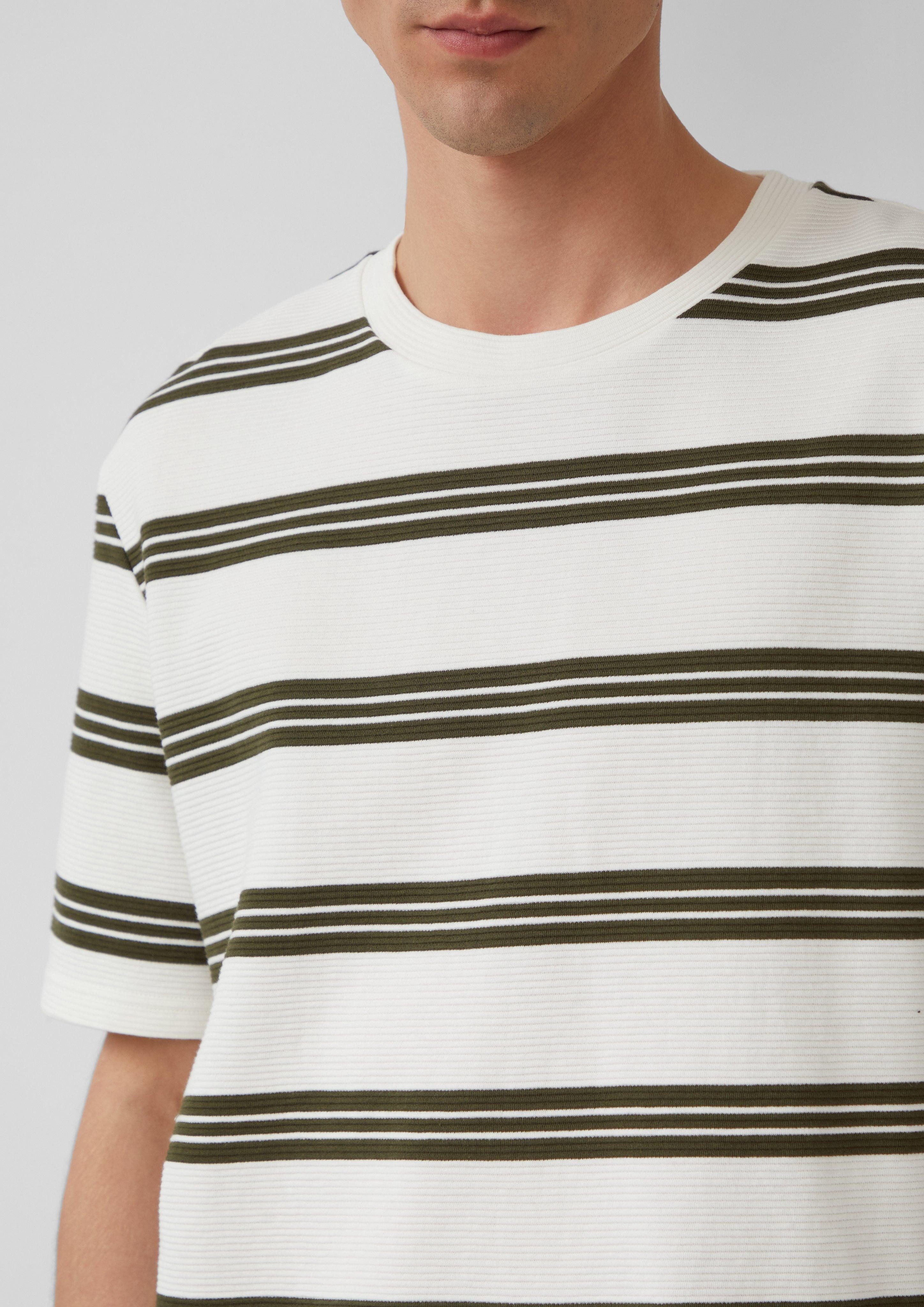 QS Kurzarmshirt Strukturiertes Jersey-T-Shirt mit Streifen günstig online kaufen