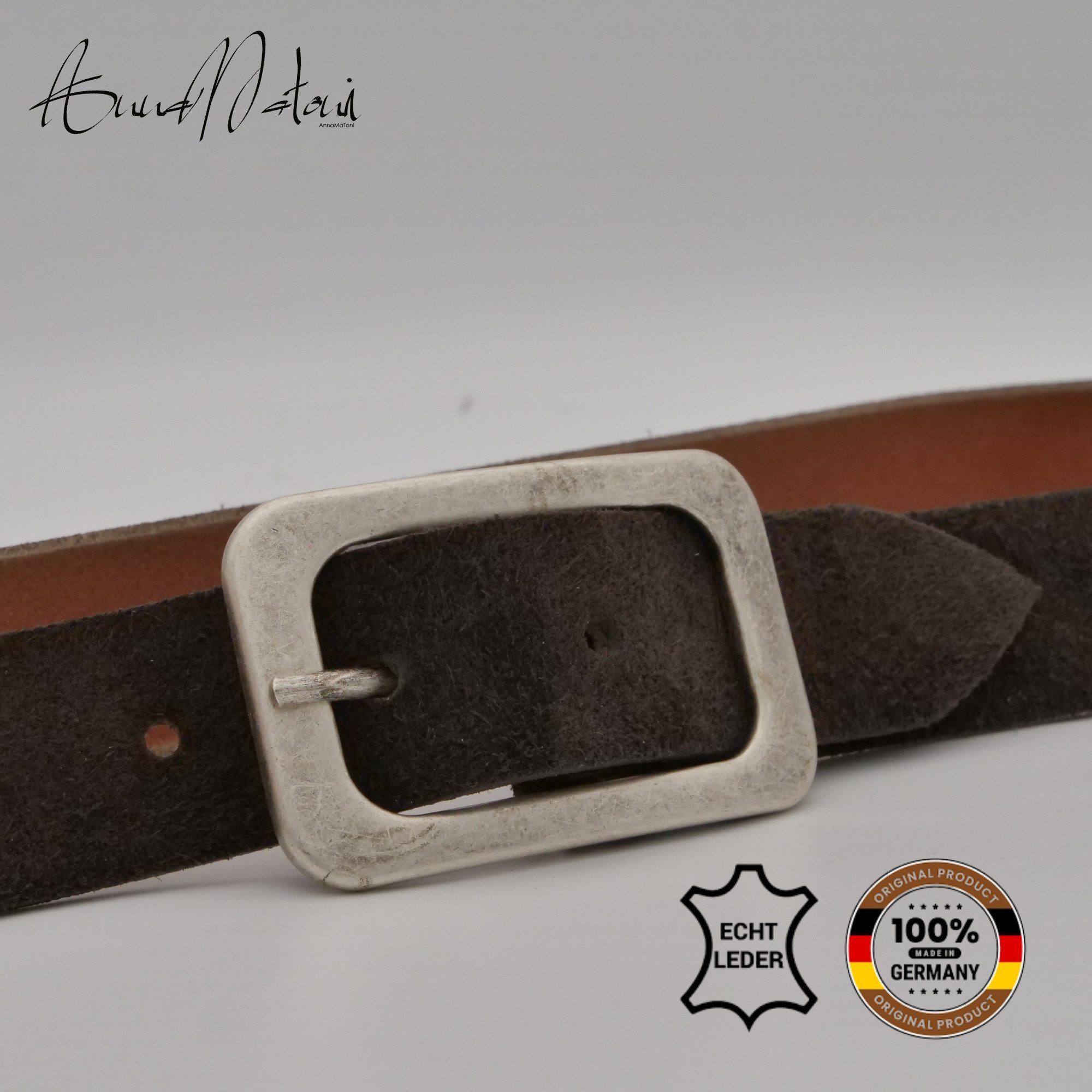 AnnaMatoni Ledergürtel AnnaMatoni Damen Ledergürtel in hochwertigem Velour günstig online kaufen