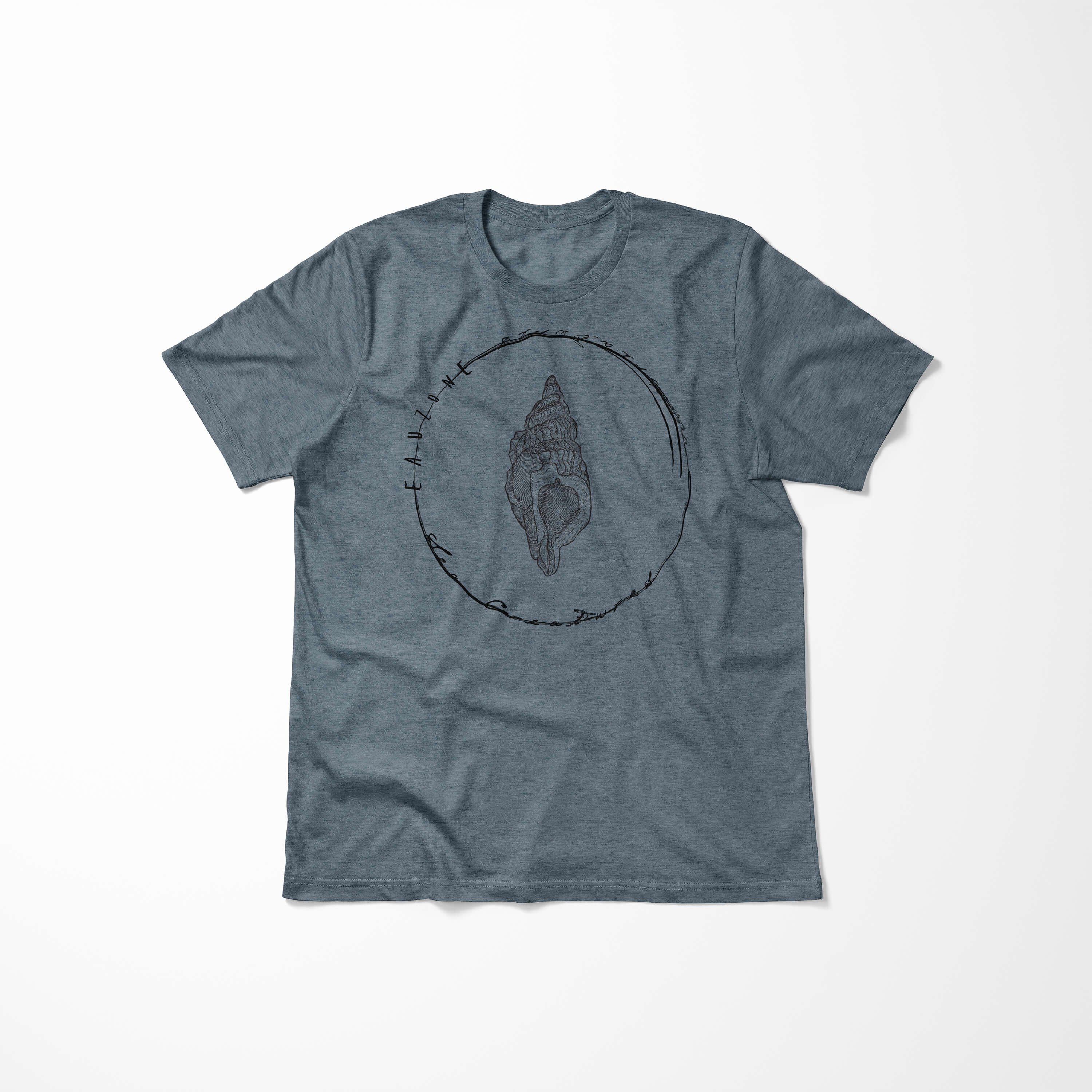 Sinus Art T-Shirt T-Shirt 053 und Sea Serie: Fische - Schnitt Creatures, feine sportlicher Struktur Indigo Sea Tiefsee 