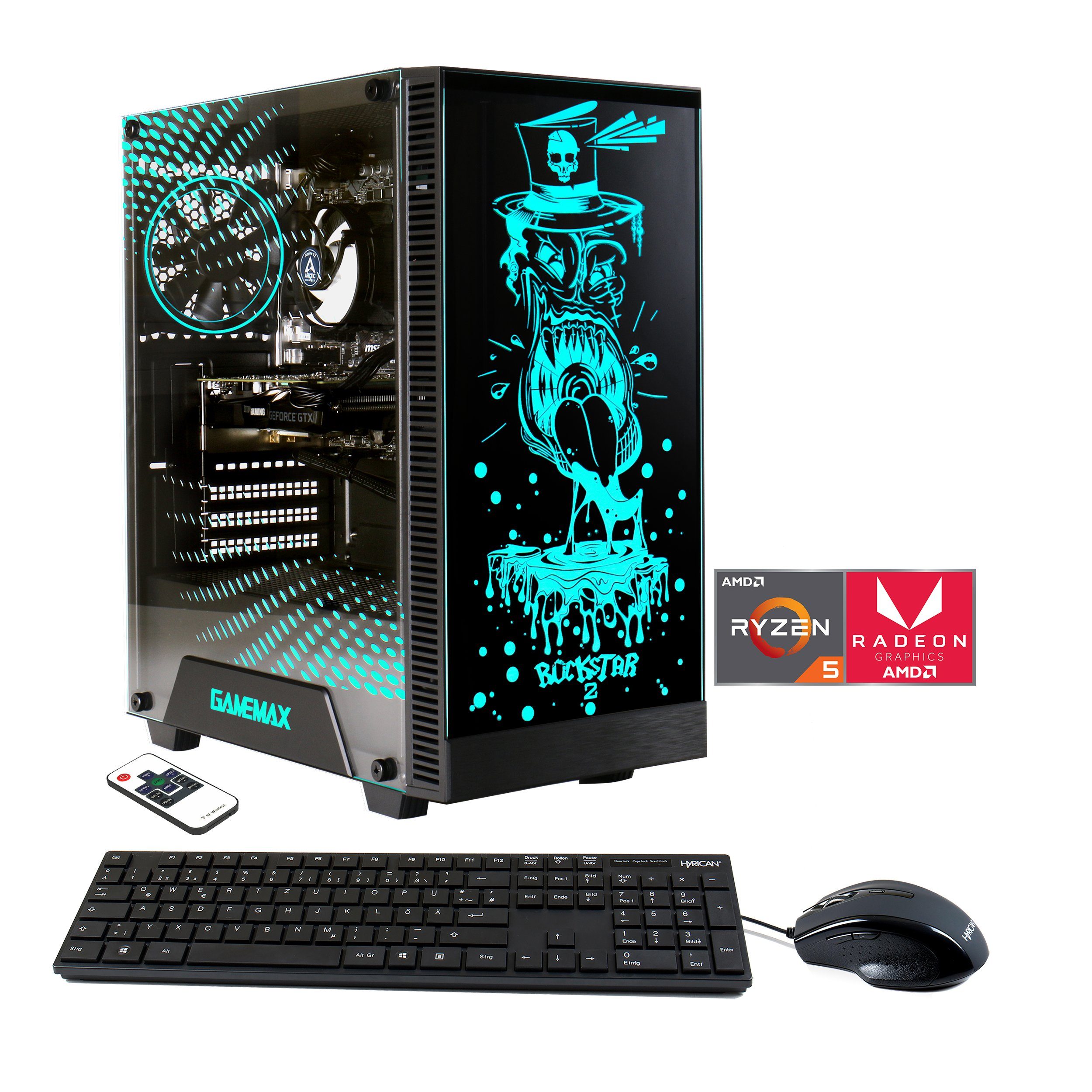 Hyrican Rockstar 6736 Gaming-PC (AMD Ryzen 5 5600G, Radeon Graphics, 16 GB RAM, 2000 GB SSD, Luftkühlung, Windows 11)