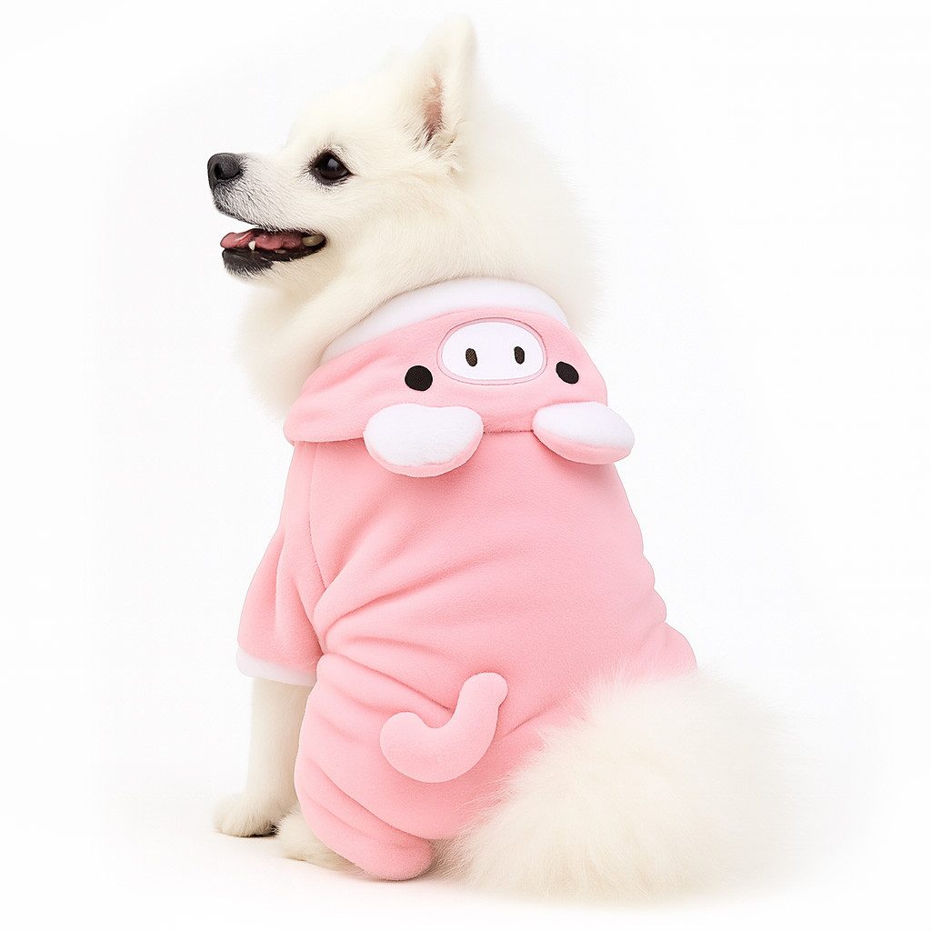 Corimori Hundekostüm Witziges Schwein-Kostüm für Hund & Katze, Flauschiges Schweinchen Kostüm, Tierpullover mit Kapuze & Öhrchen von Corimori