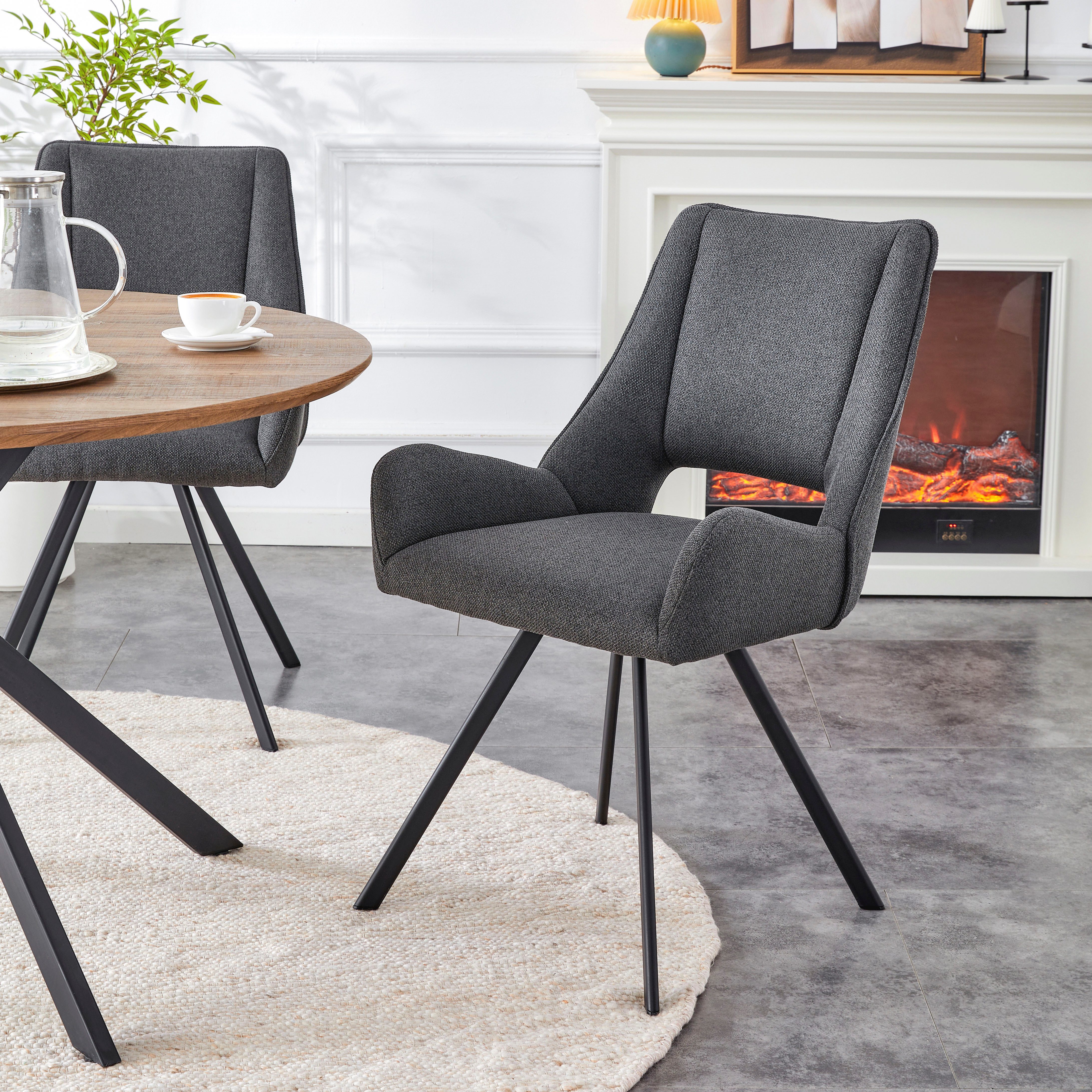 INOSIGN Esszimmerstuhl BRANDON, 2er Set, mit Metallgestell in matt schwarz günstig online kaufen