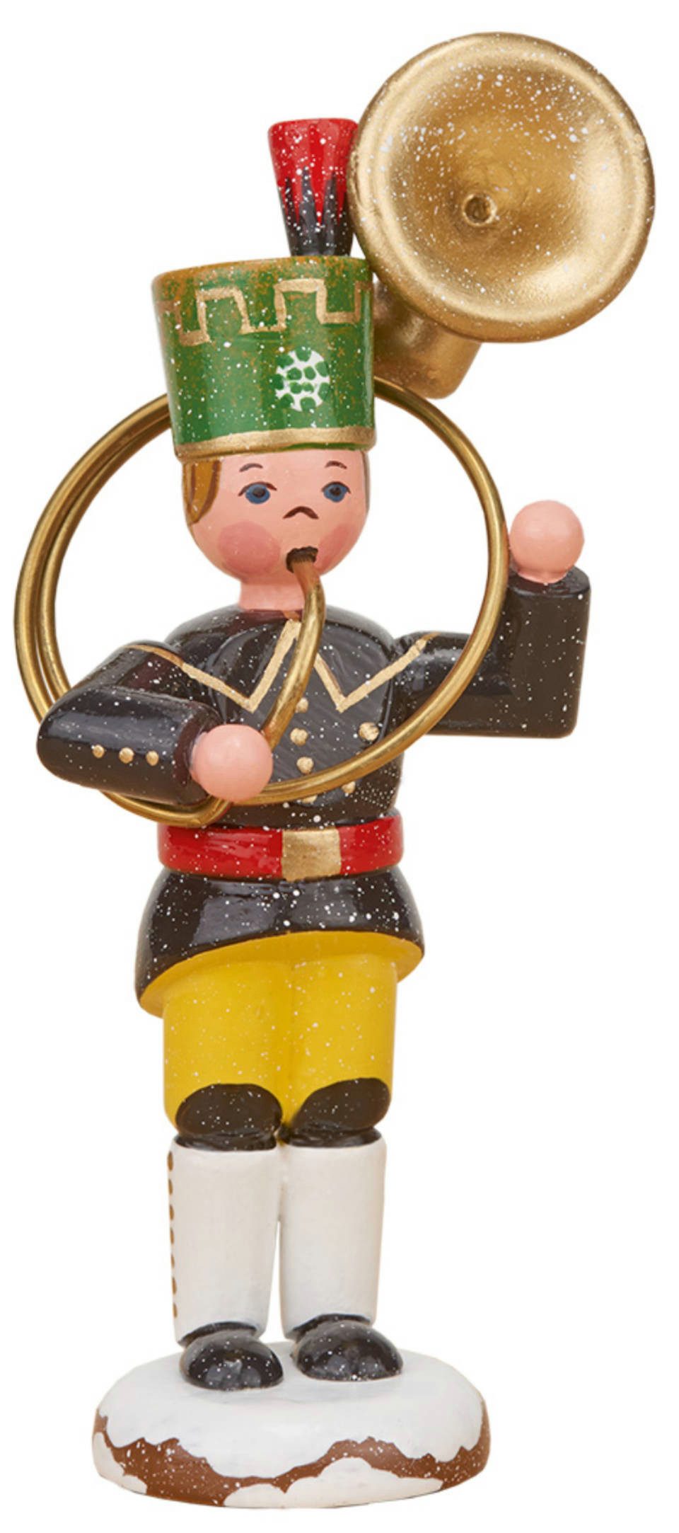 Hubrig Volkskunst Zschorlau Erzgebirge Sammelfigur Hubrig Bergmann mit Sousaphon
