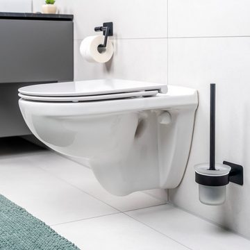 bremermann WC-Reinigungsbürste Bad-Serie PIAZZA BLACK TAPE - WC-Garnitur Glas & Edelstahl, schwarz