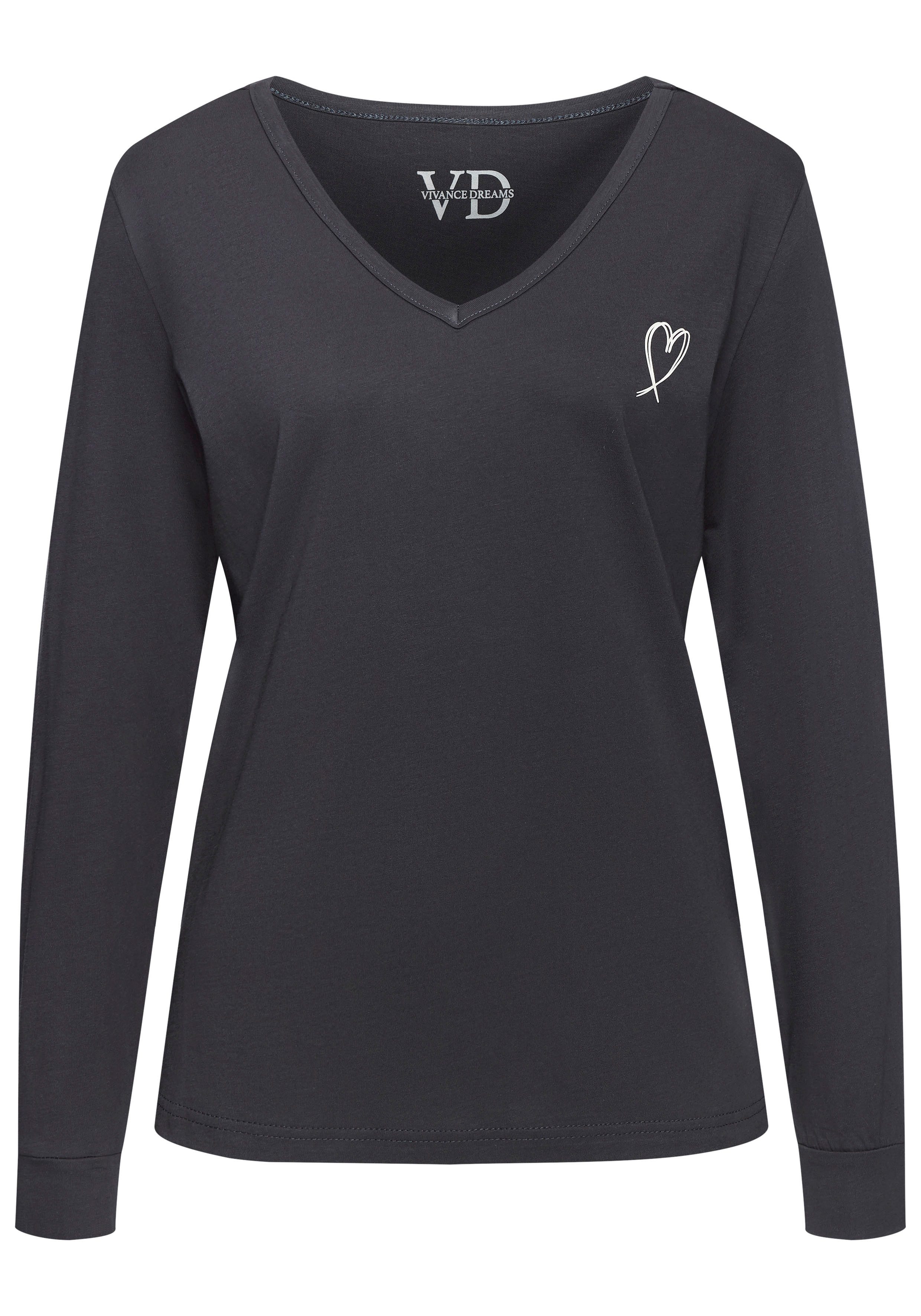 Vivance Dreams Longsleeve mit kleinem Herzprint günstig online kaufen