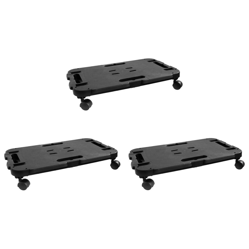 vidaXL Rollwagen Transportroller 3 Stk. Schwarz Polypropylen 200 kg, (3 St)