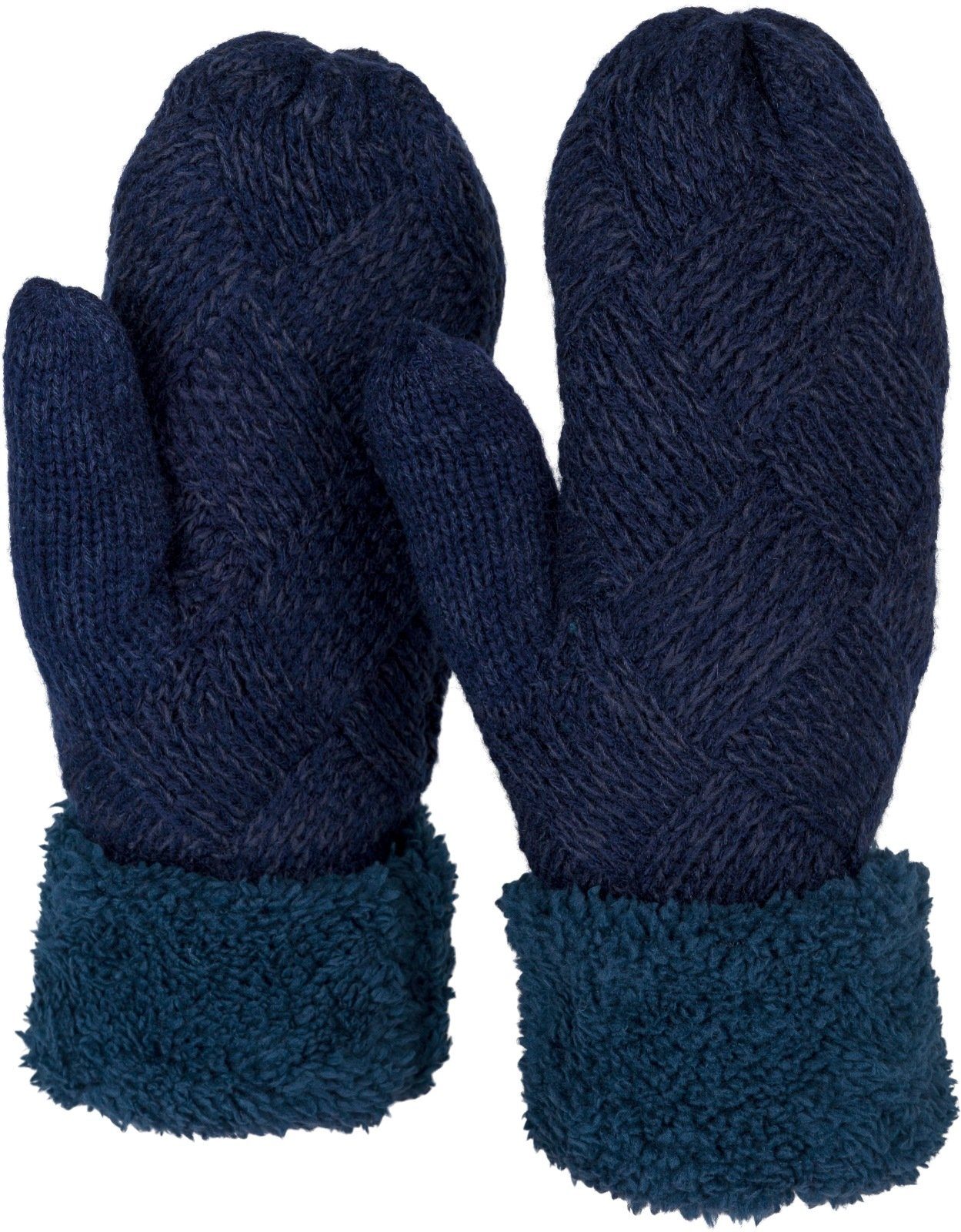 styleBREAKER Fäustlinge Strickhandschuhe Fäustlinge mit Rauten Muster und Fleece