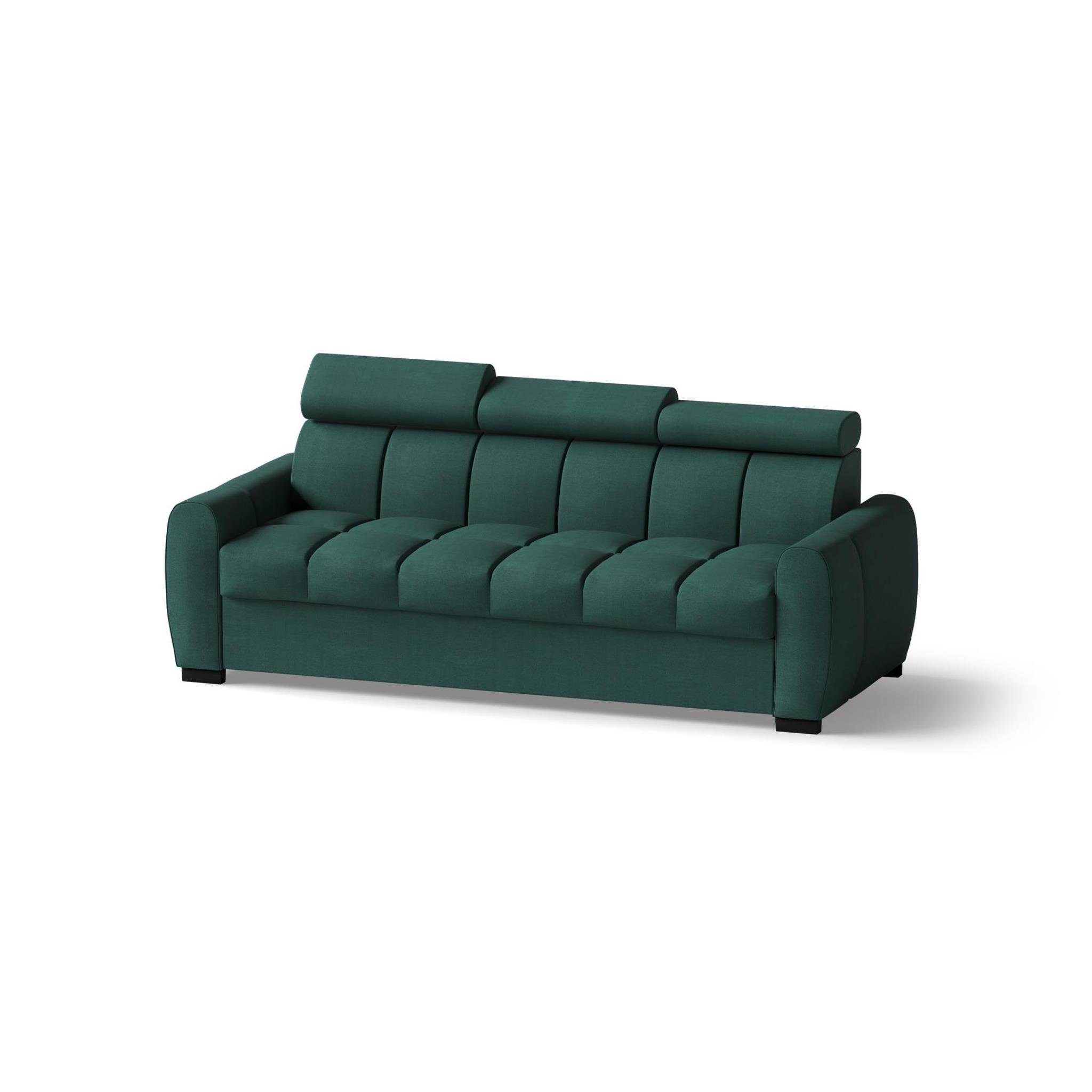 Beautysofa Polstergarnitur Gomez, in und verstellbaren 06) Designersofa Velourstoff, (element Schlaffunktion Bettkasten, (inkl. Rundumbezug Cappucino Kopfstützen), 3+2+1