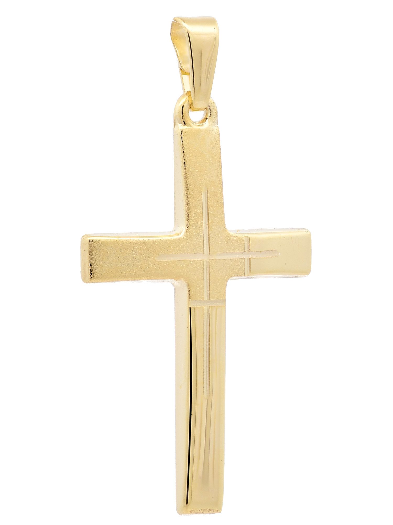 Kettenanhänger Kettenanhänger Gold Anhänger Kreuz massiv 333 - 8 Karat Gold